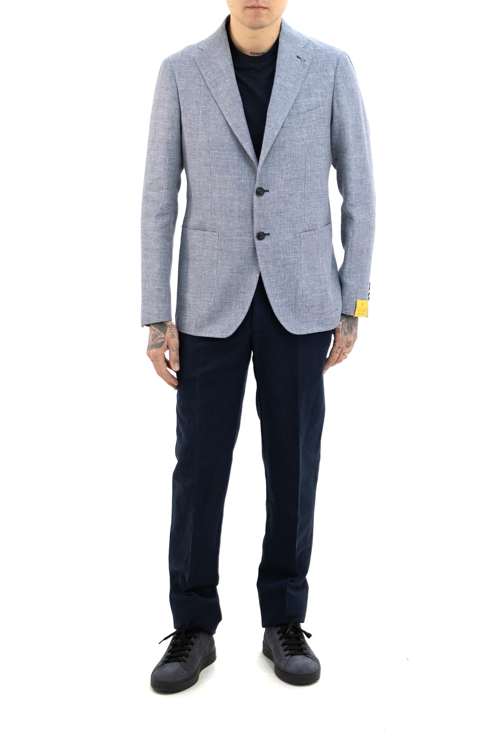 Giacca con Microtrama in Lino e Cotone<BR/> 1SMC22K-PE 340346 EI974 TAGLIATORE 