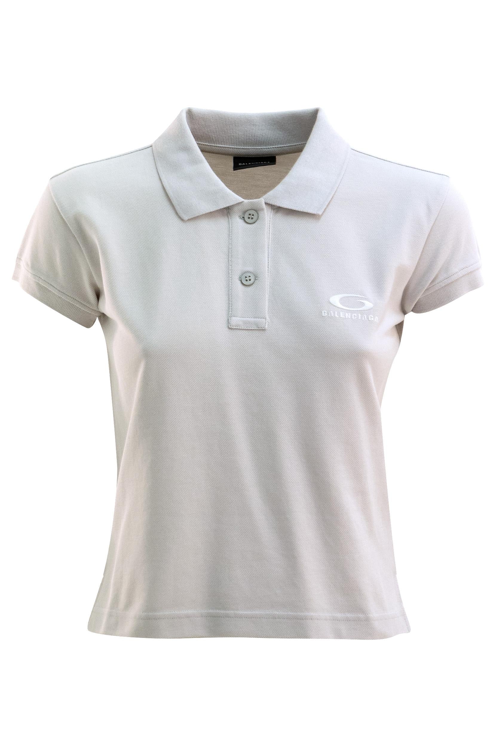 Polo in piquet di cotone color gesso<BR/><BR/> 858098 TTVT8 9060 BALENCIAGA 