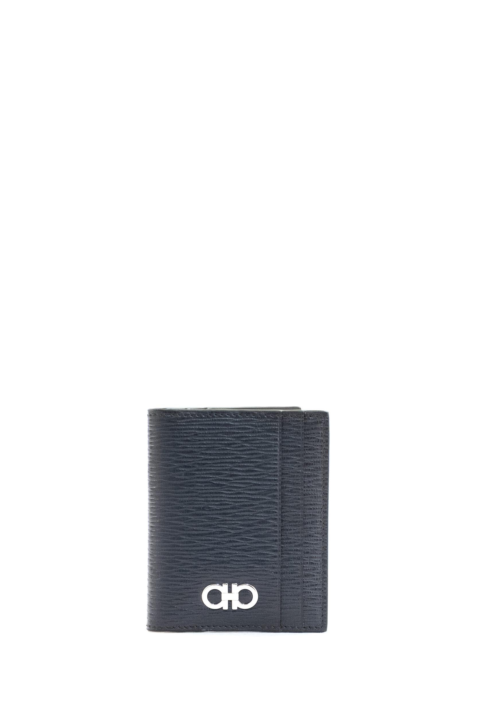 Portacarte Gancini in Pelle<BR/> 660371 0744864 DEEP OCEAN FERRAGAMO 