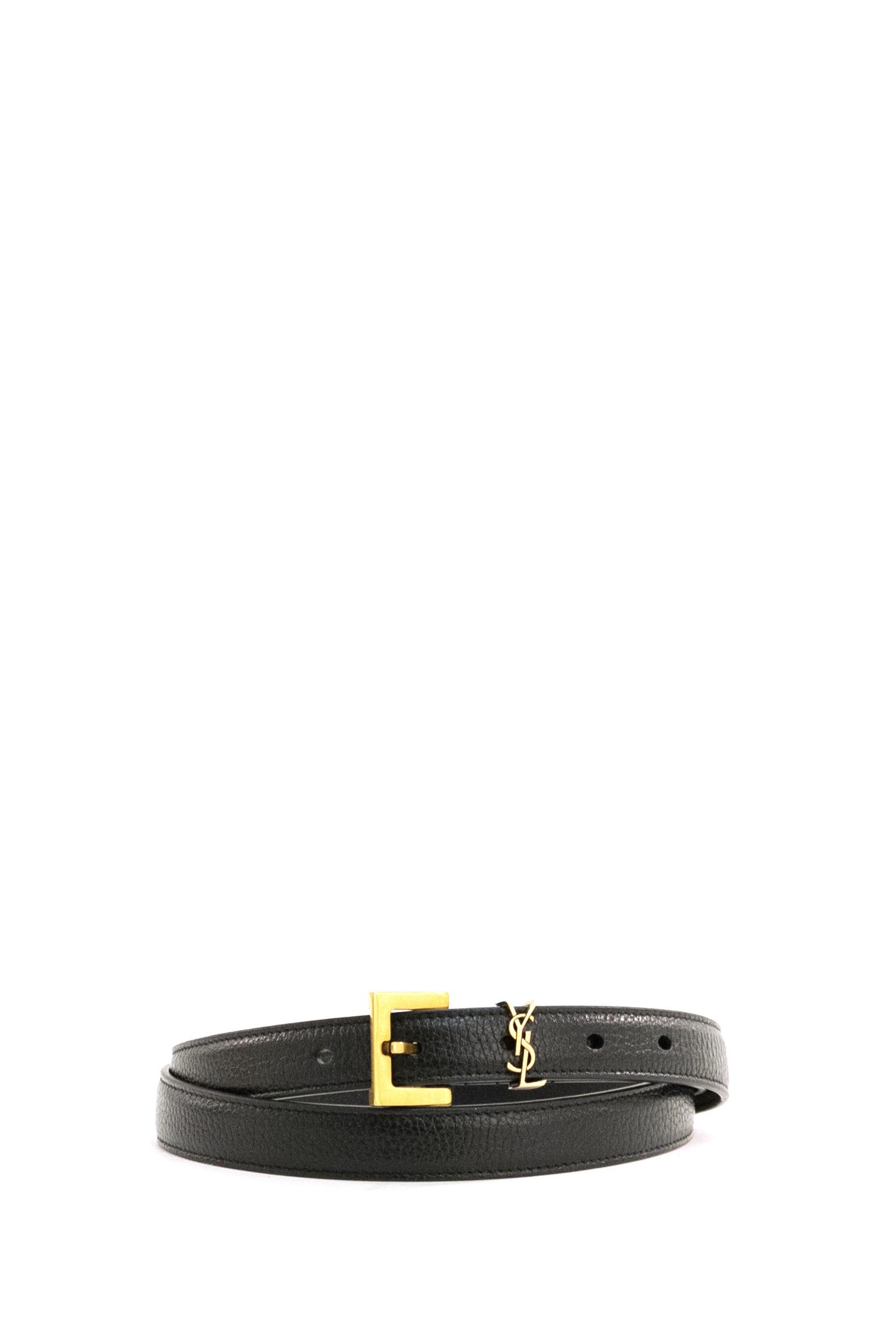 Cintura Cassandre in pelle martellata color nero<BR/> 554465 DTI0W 1000 SAINT LAURENT 