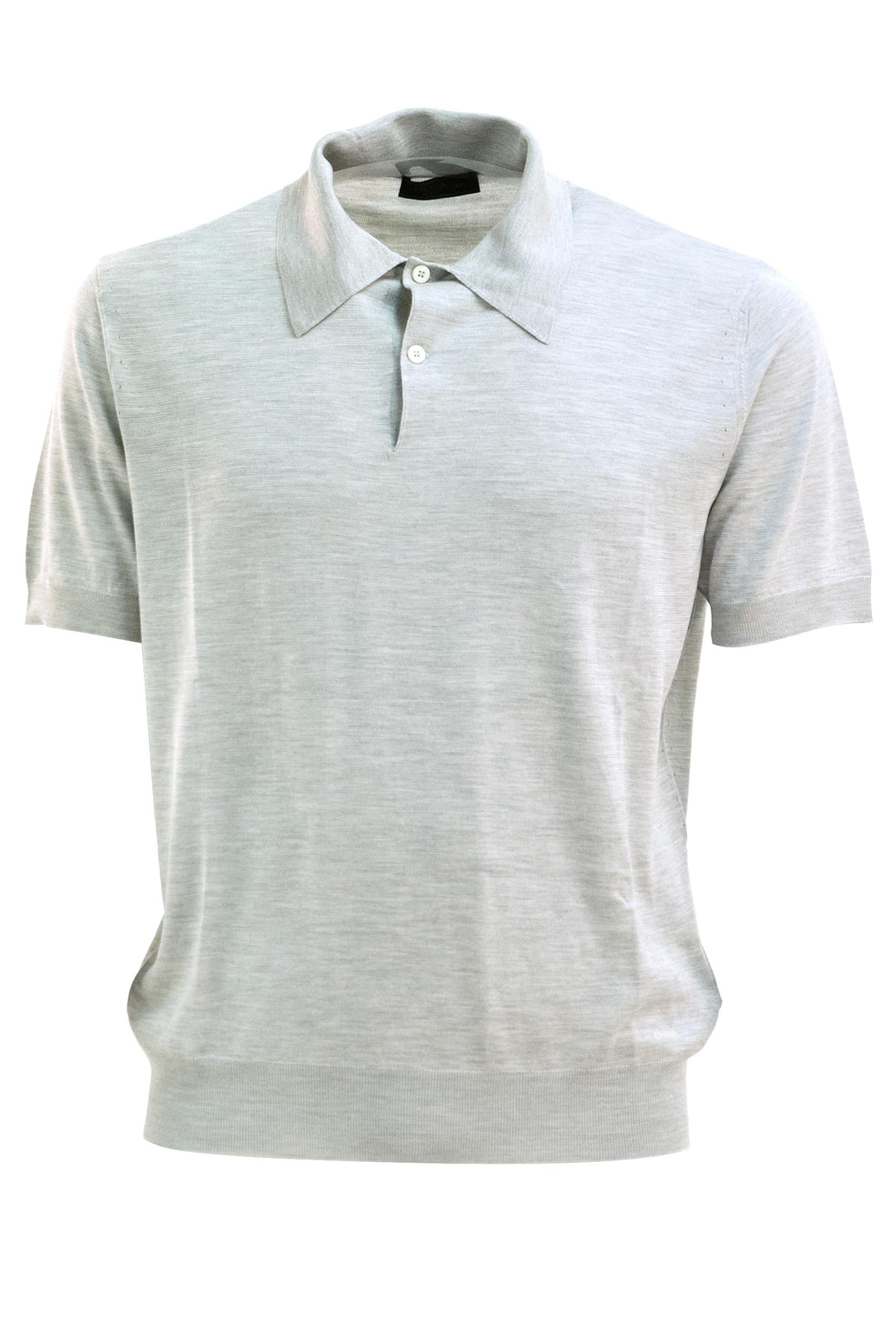 Polo in seta di colore grigio<BR/> UMF186 S OOO 18KL F0K74 PRADA 