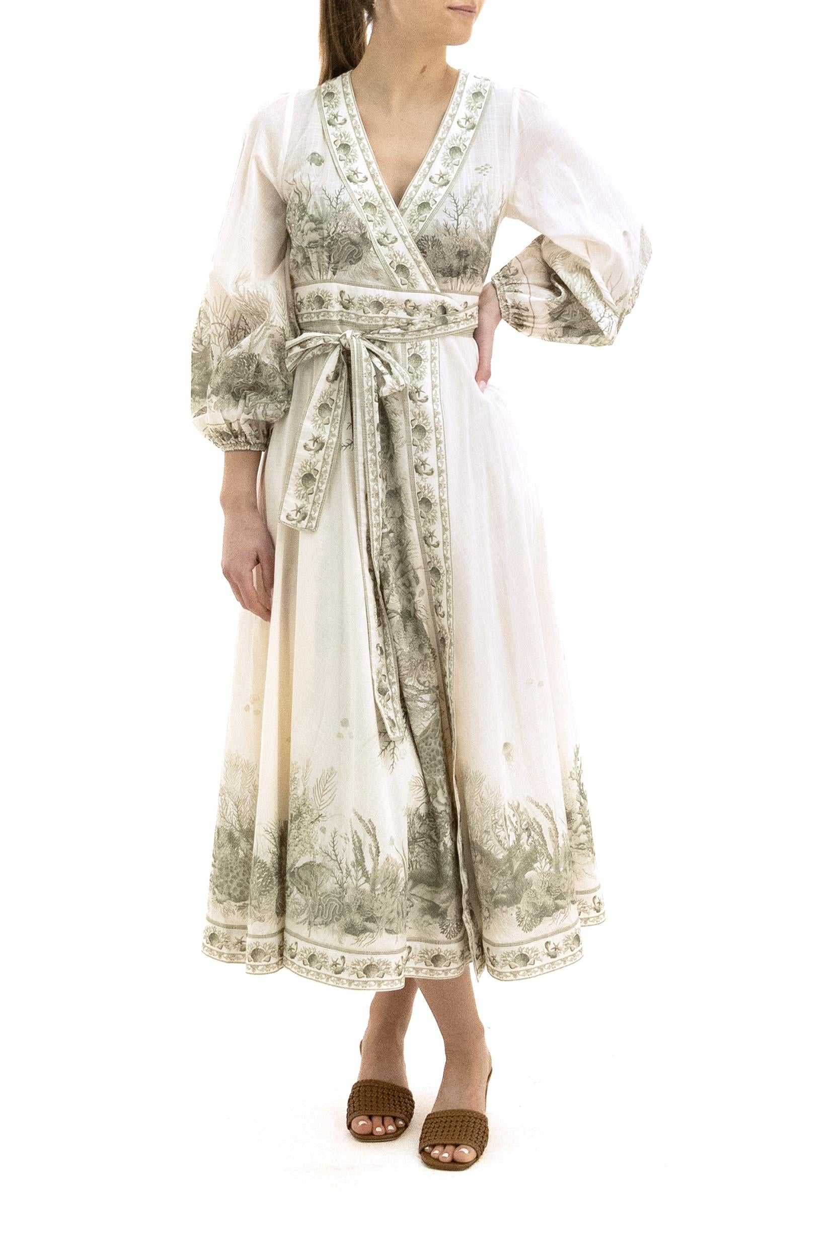 Abito midi Wanderlust in cotone color avorio<BR/> 2456DRS262 KHAKI ZIMMERMANN 