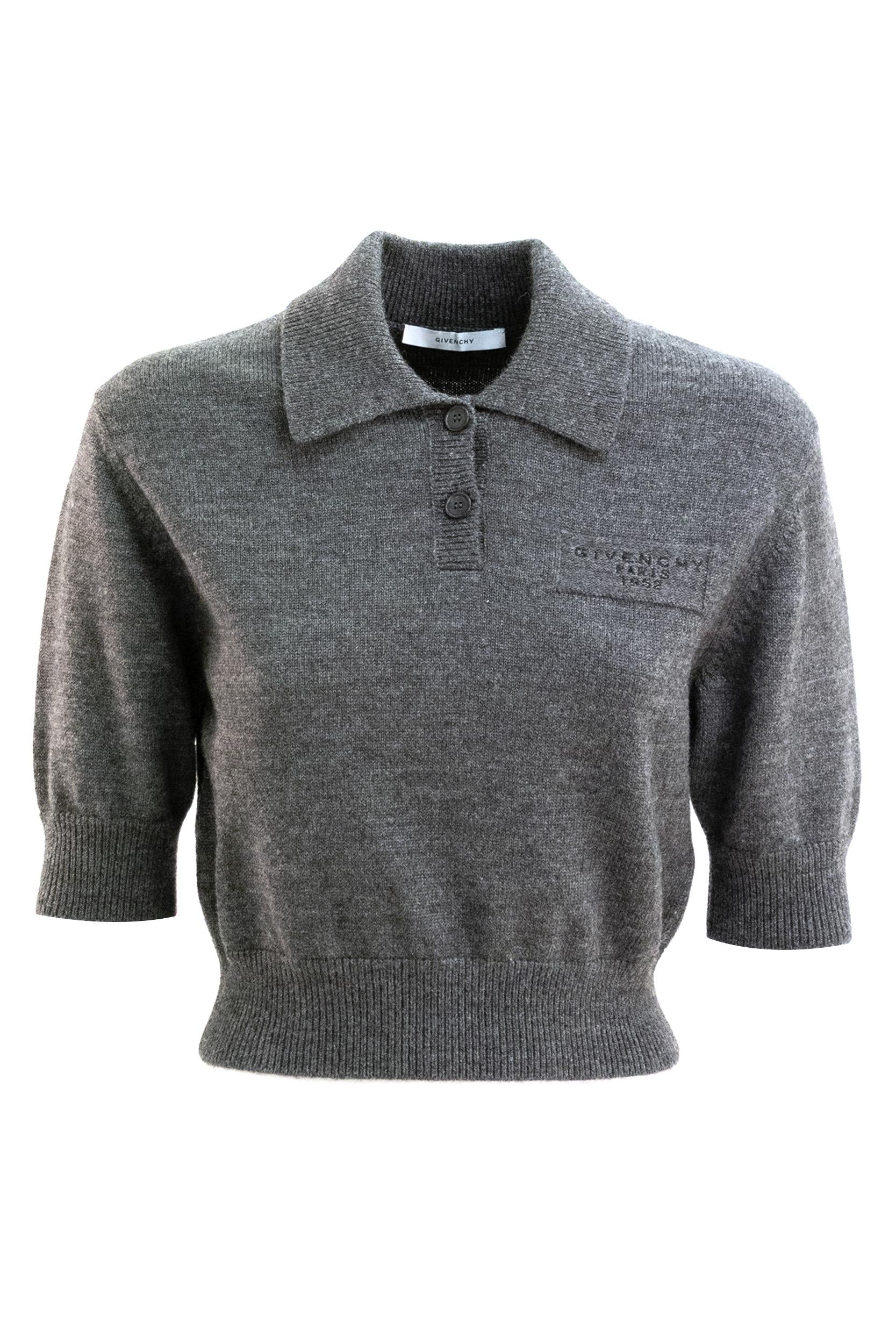 Pullover a polo in lana di alpaca di colore grigio <BR/> BWL0094ZSM 033 GIVENCHY 