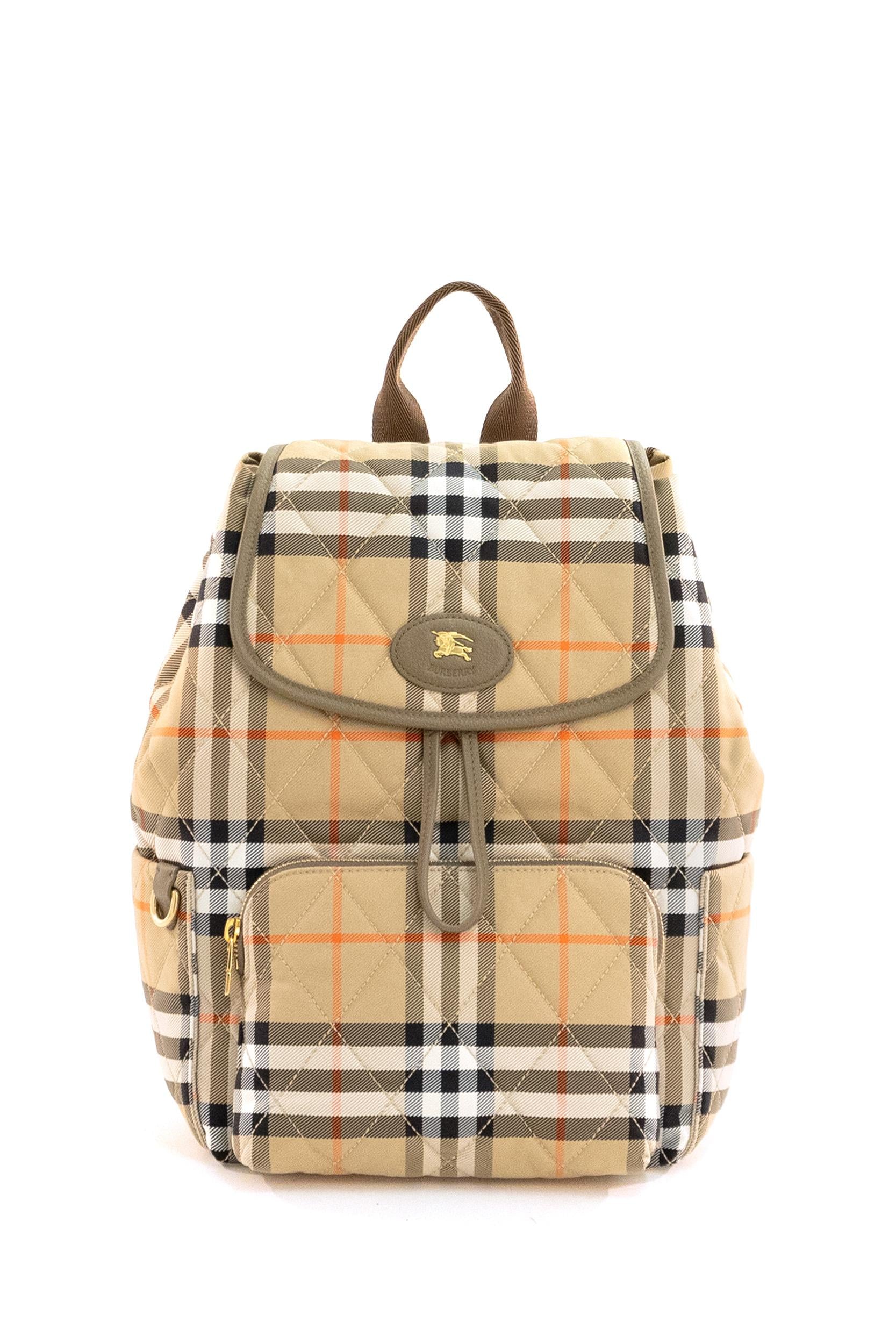 Zaino Horseshoe in nylon trapuntato Burberry Check<BR/> 8115396 SAND BURBERRY 