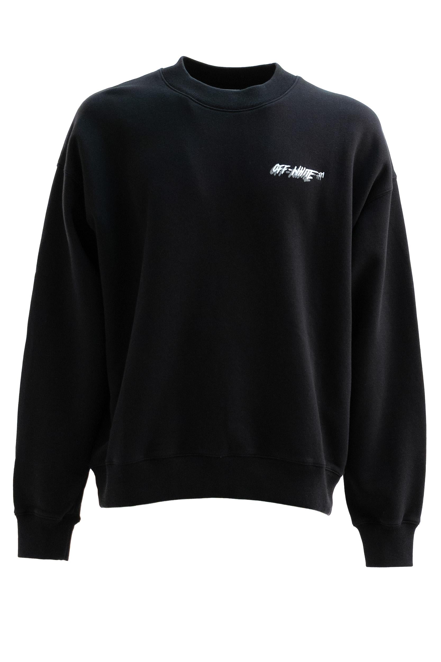 Felpa in cotone di colore nero<BR/> 44MBA054S26F005001 BLACK OFF WHITE 