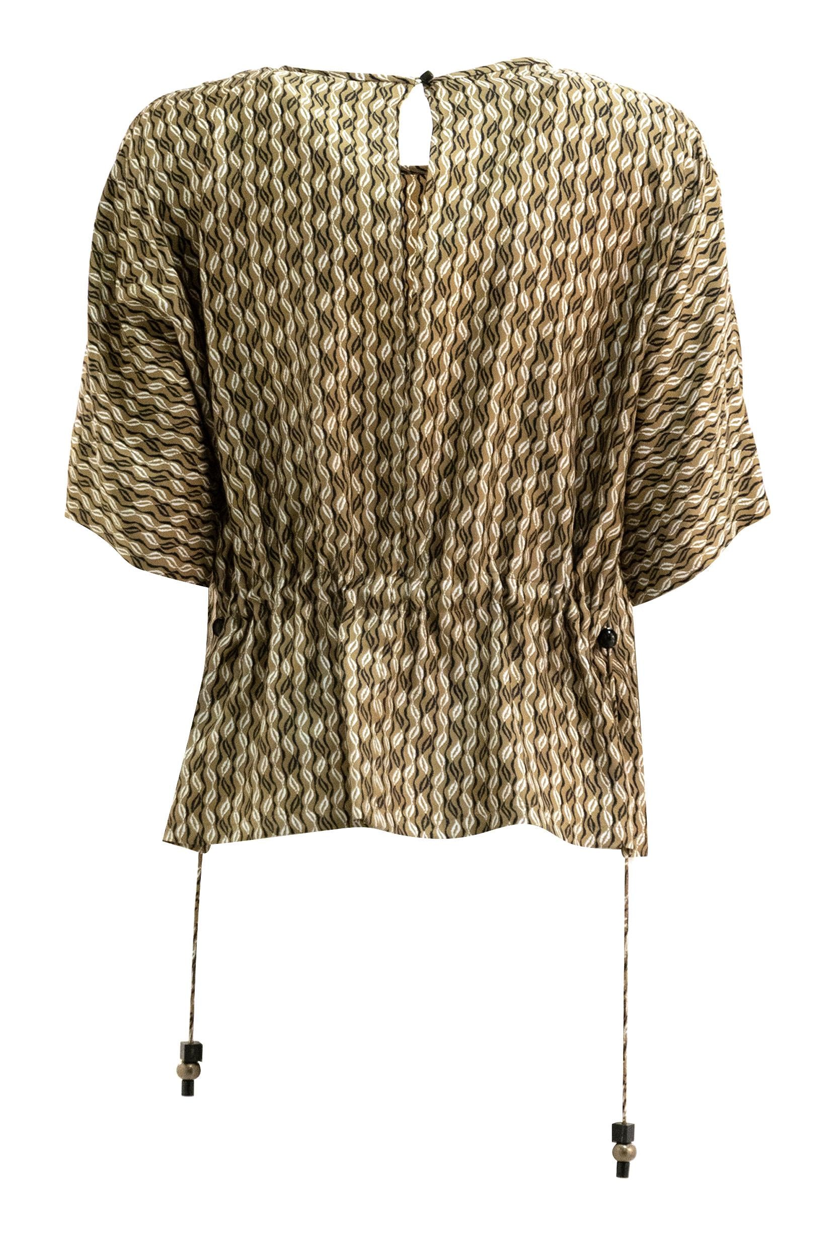 Blusa in seta stampata color nocciola<BR/> MXMNORDICA 001 MAX MARA 