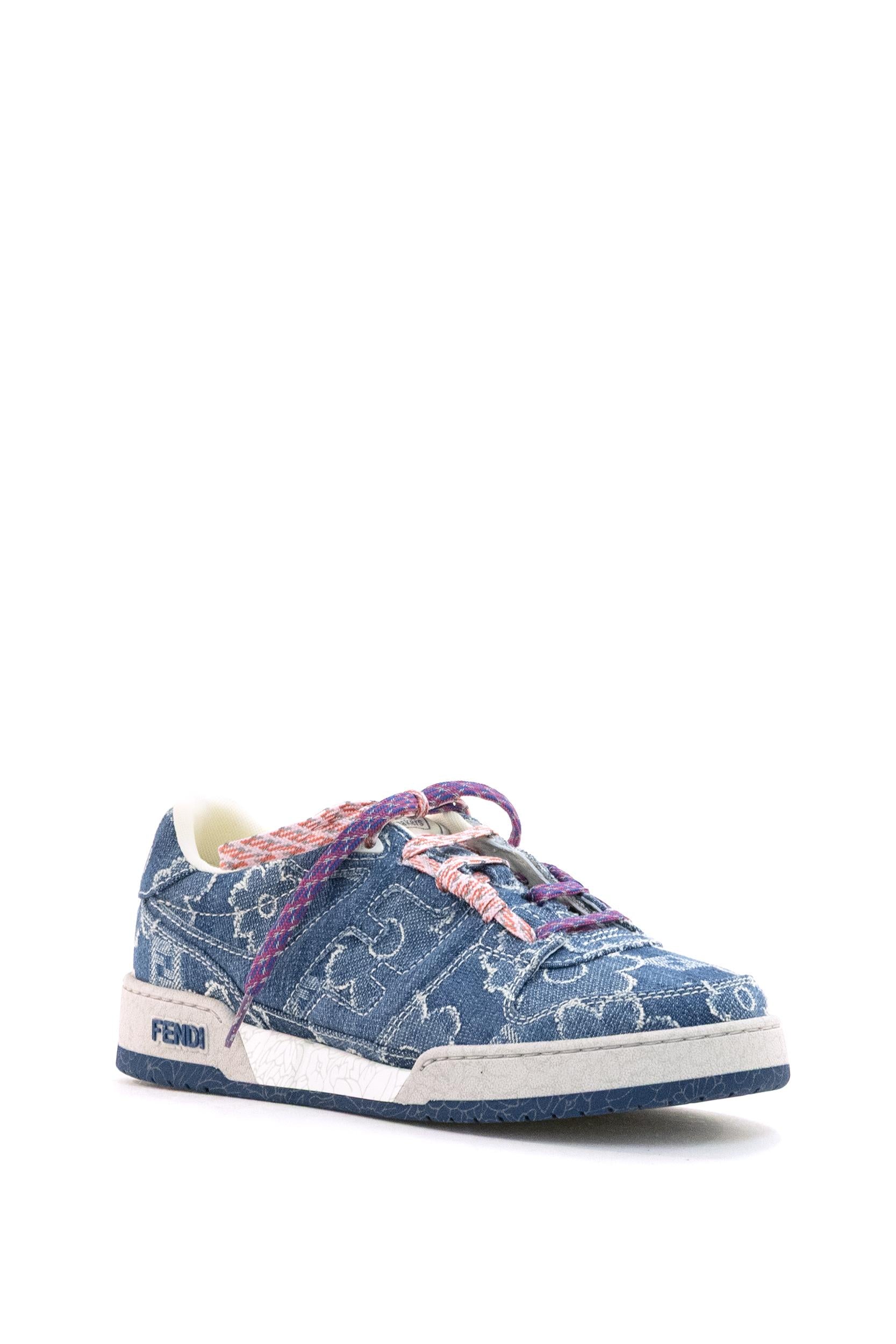 Sneakers Fendi Match in jacquard FF effetto denim blu<BR/> 8E8958 AY1F F1V7V FENDI 