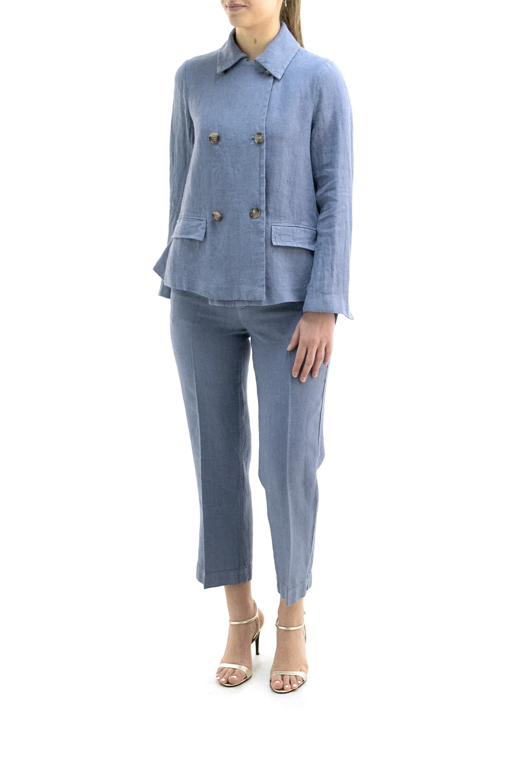 Pantaloni in lino di colore azzurro KP294MT4502 741 KILTIE 