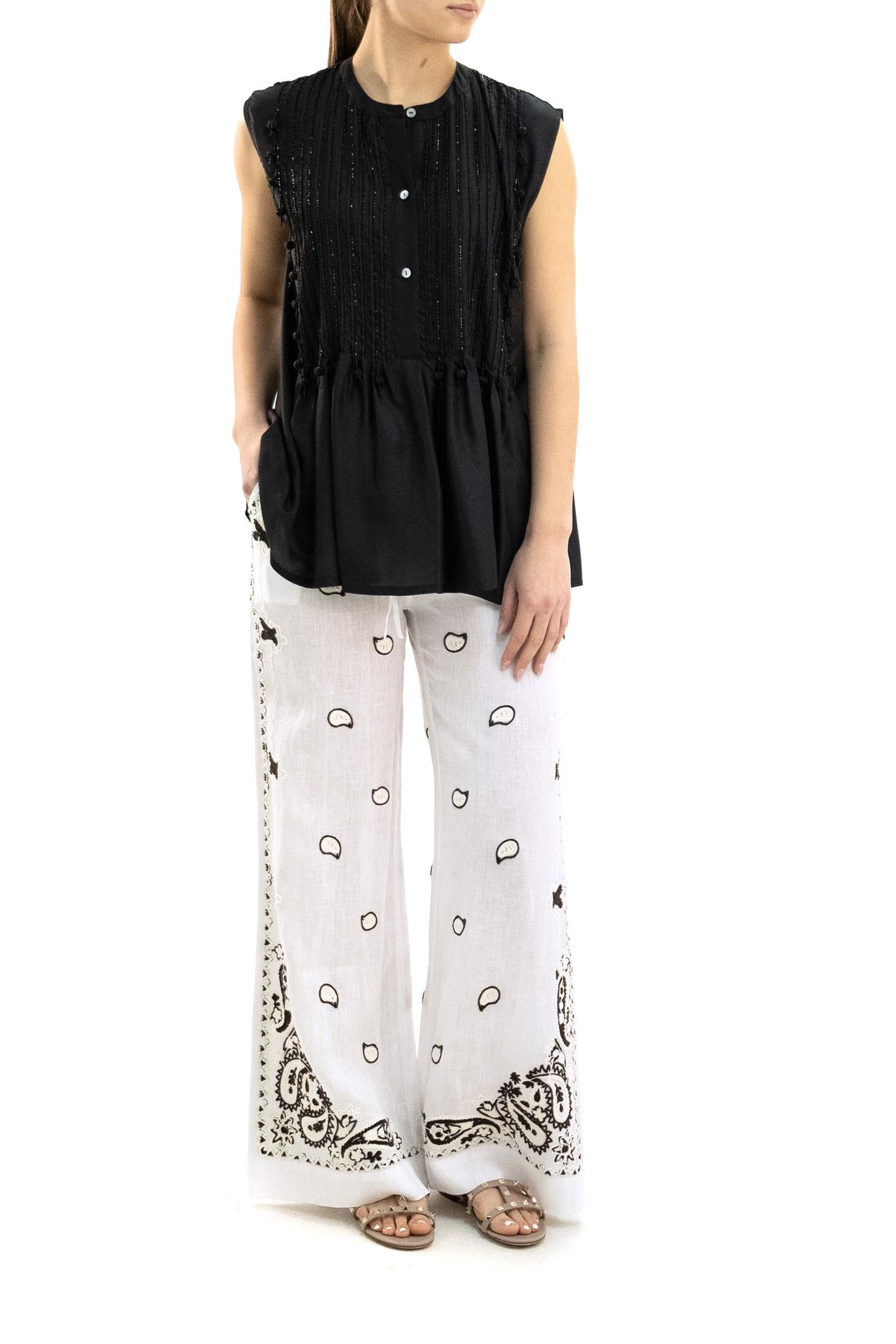 Blusa in seta di colore nero<BR/> SADIO-D311733 013 P.A.R.O.S.H. 