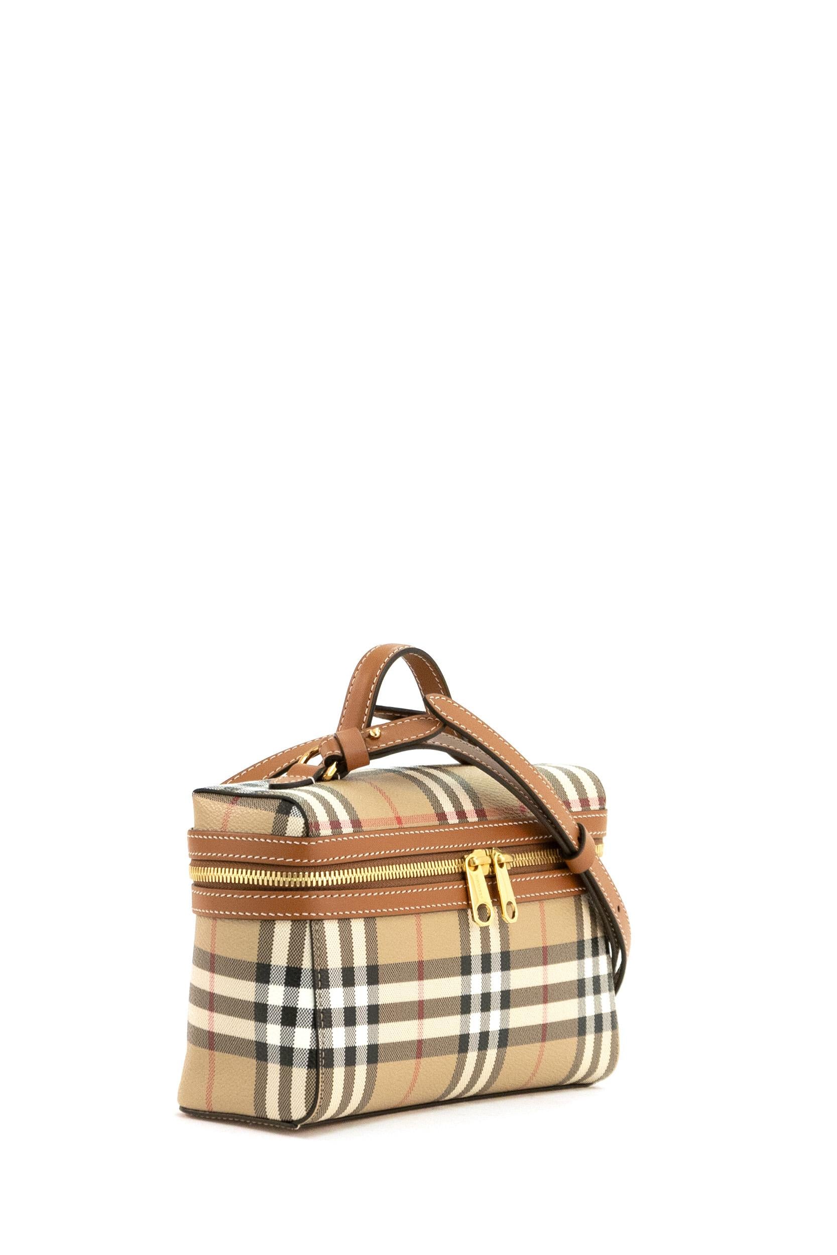 Borsa Vanity Check? di colore beige archivio<BR/> 8120525 CHKBROWN BURBERRY 