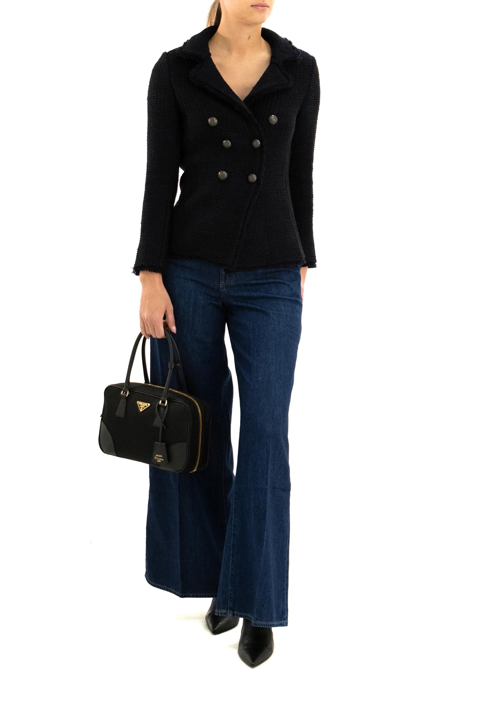 Giacca doppiopetto in maglia di lana color blu<BR/> 8113/00 BLU CHARLOTT 