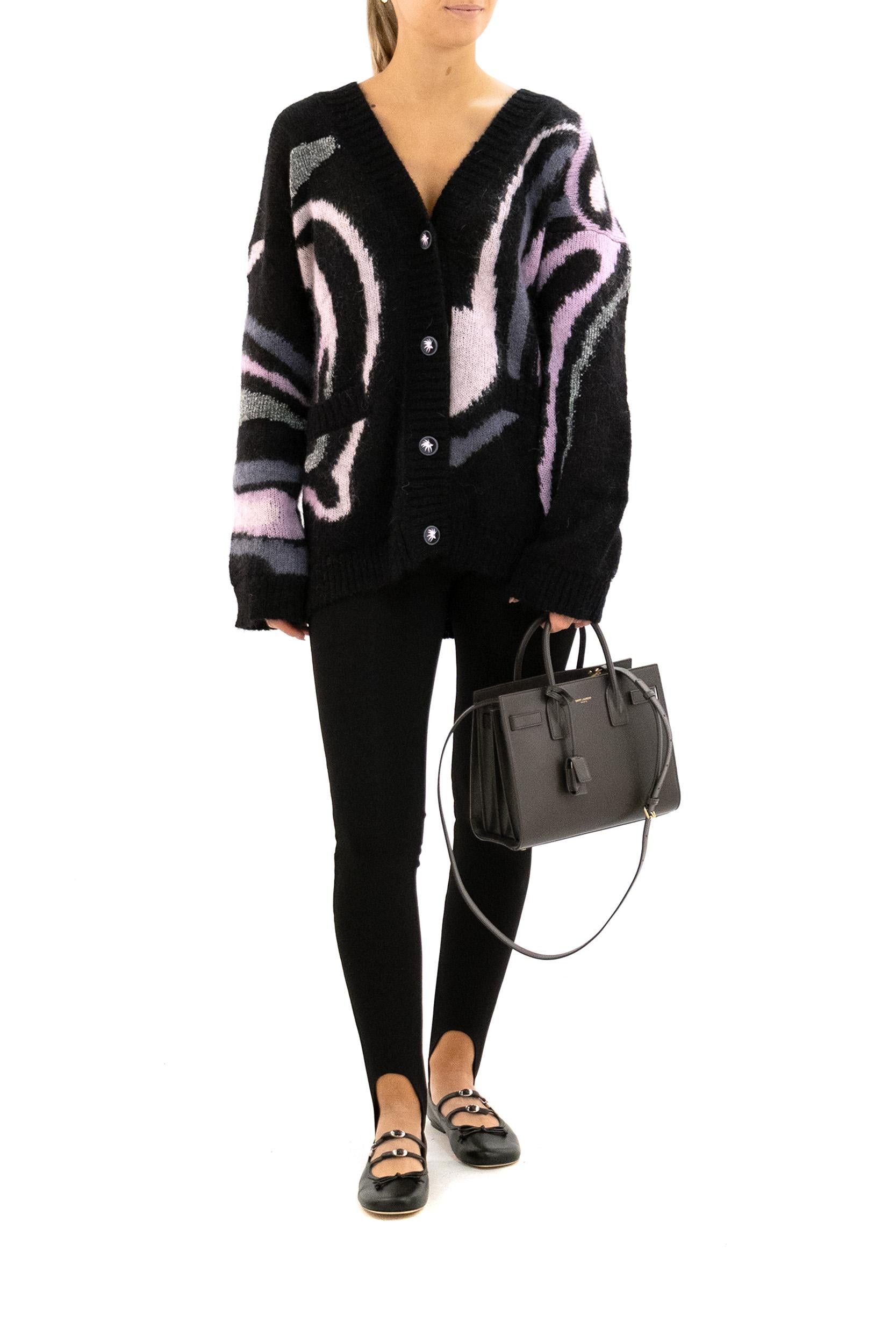 Cardigan in mohair  con motivo geometrico multicolore<BR/> 5UKQ81 5U967 002 EMILIO PUCCI 