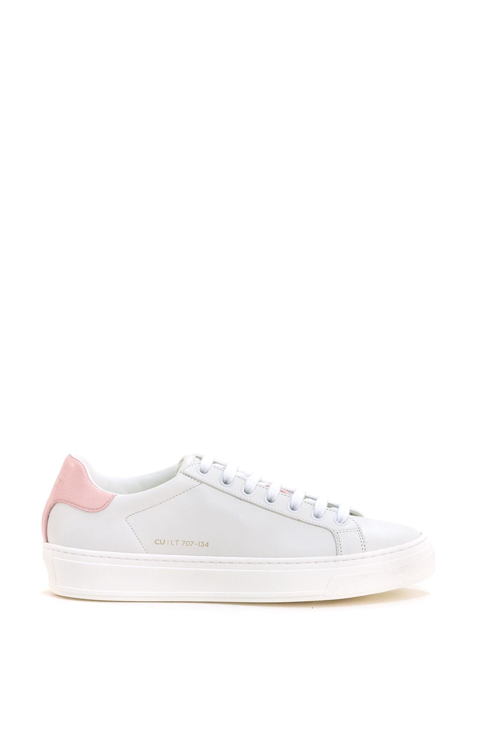 Sneakers CU | LT 707 in pelle di colore bianco<BR/> CU | LT 707 BABY PINK CU | LT ESSENCE 