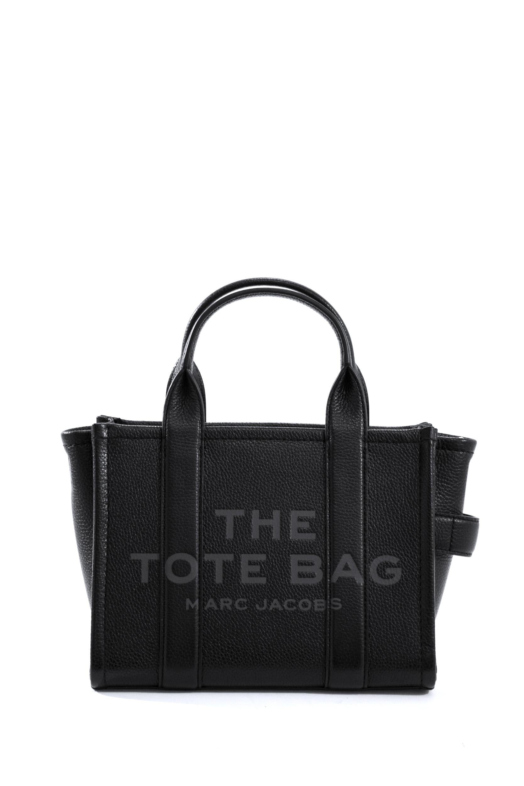 Borsa The Small Tote in pelle colore nero con logo frontale H009L01SP21 001 MARC JACOBS 