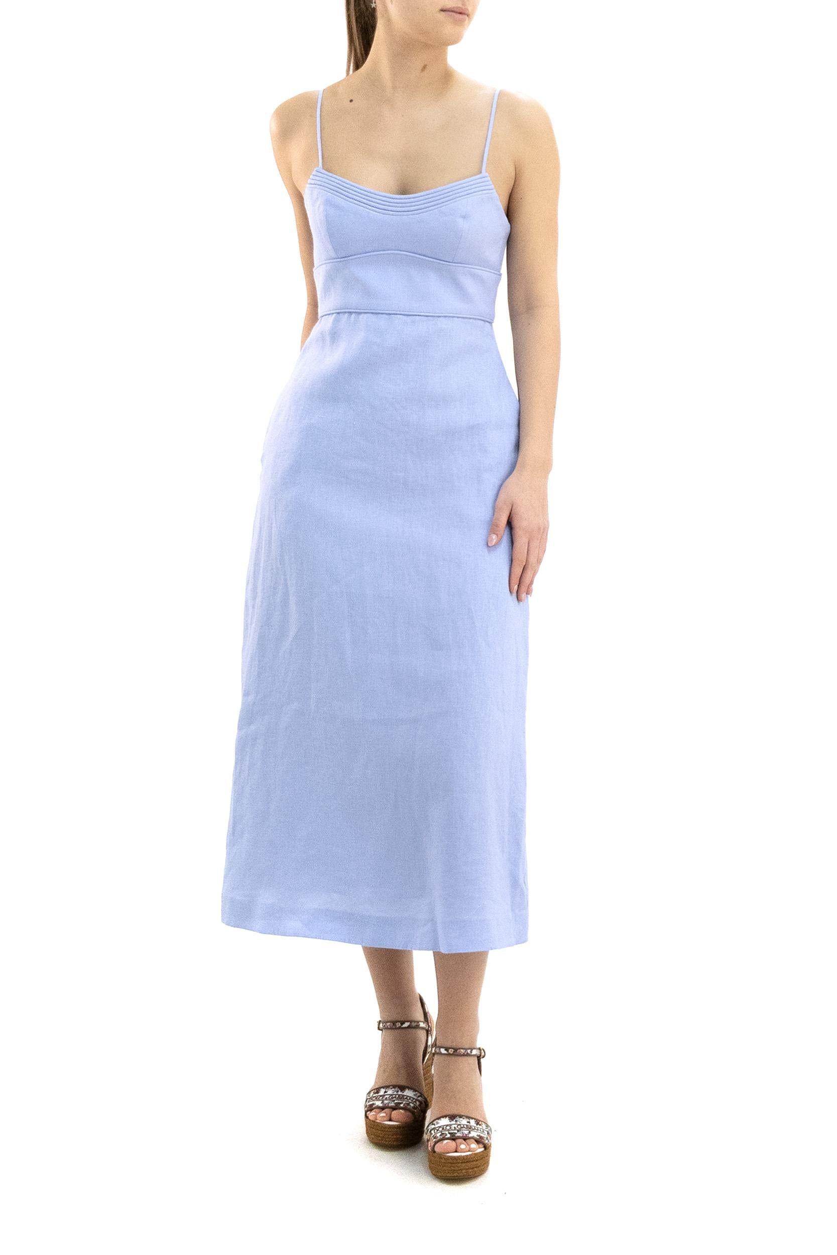 Abito midi Luna in lino di colore azzurro<BR/> 7509DS261 SKY ZIMMERMANN 