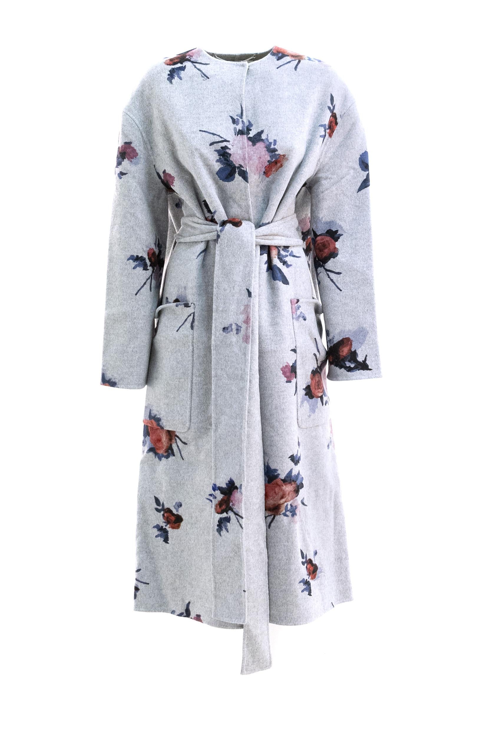 ERDEM Cappotto lana grigio<BR/> 80051003 PAINTED ROSE GREY ERDEM 