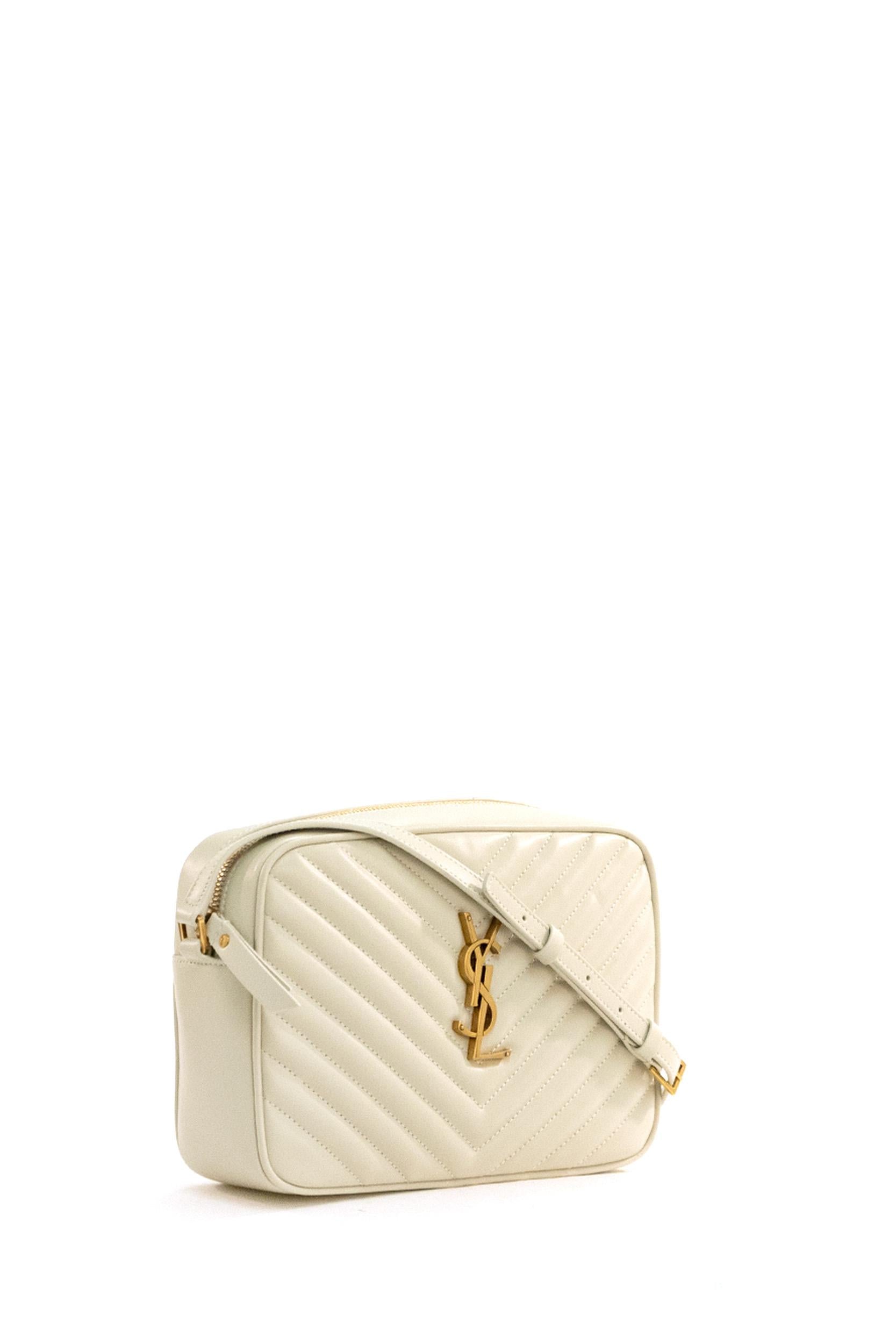 Borsa camera bag Lou in pelle matelassè di colore crema<BR/> 761554 DV707 9207 SAINT LAURENT 