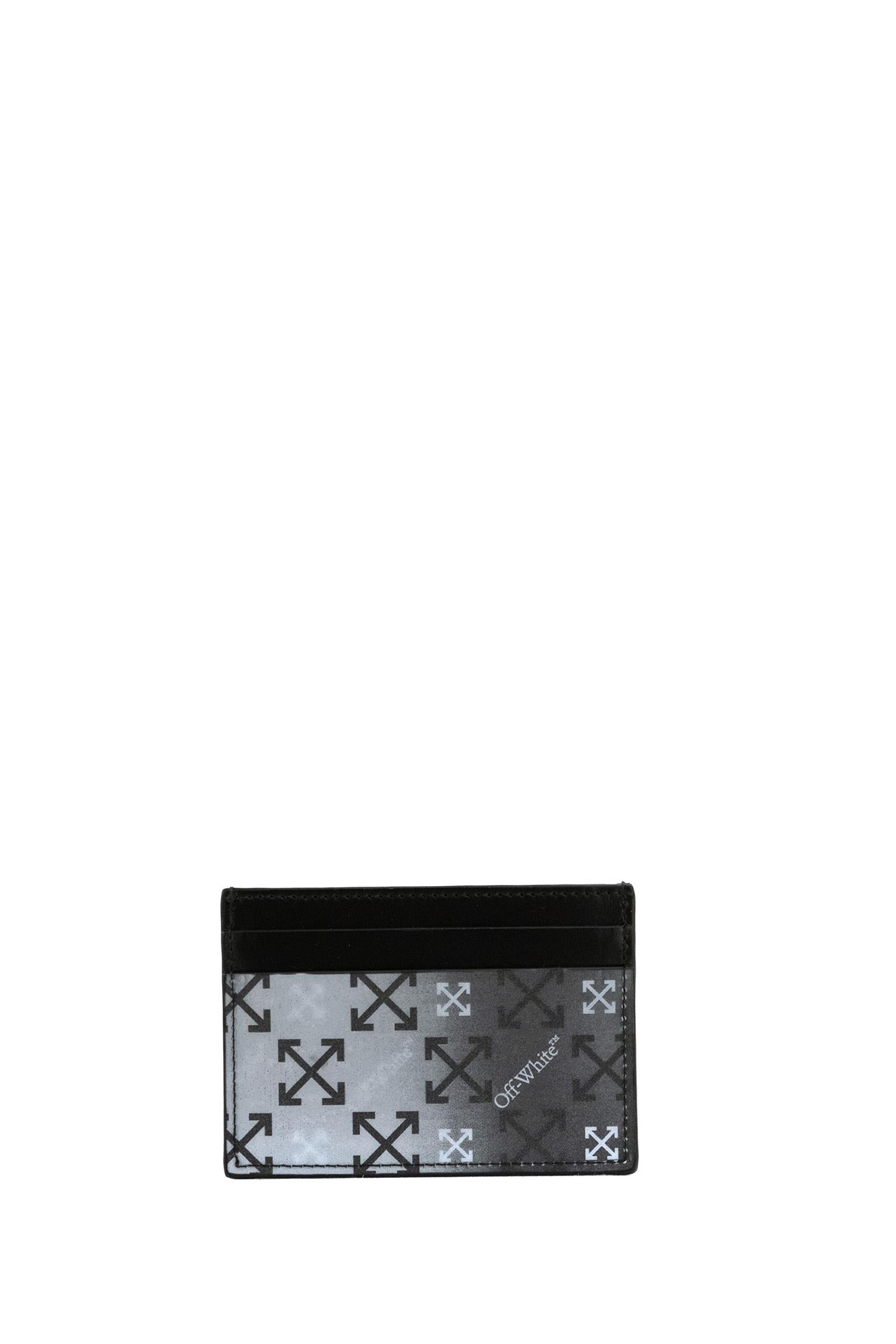 Porta carte Arrow Reflective di colore nero<BR/> OMND09RF25LEA001 1080 OFF WHITE 