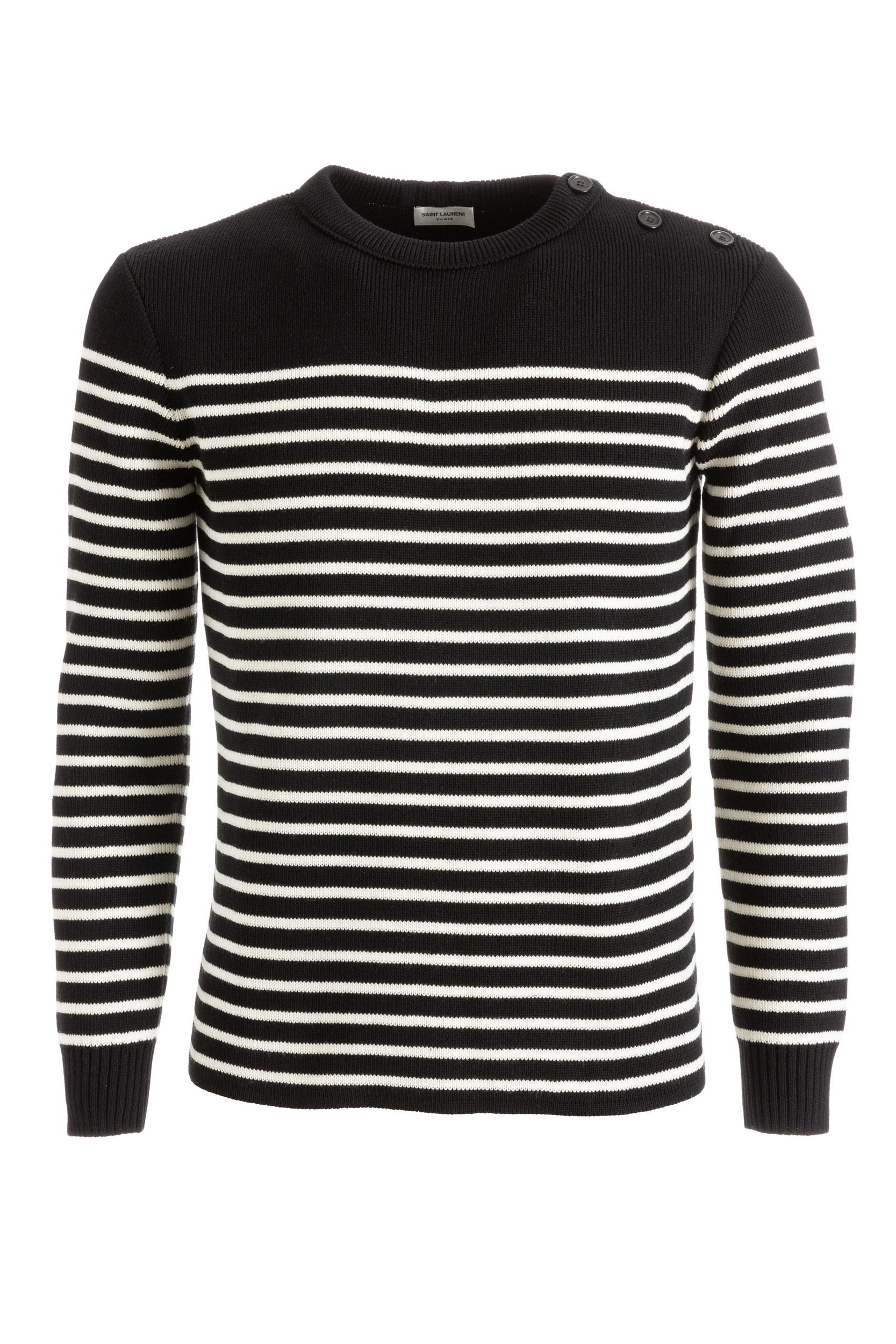 Saint Laurent 588063 YAFQ21095 Maglia a Righe in Lana e Cotone<BR/> 588063 YAFQ2 1095 SAINT LAURENT 