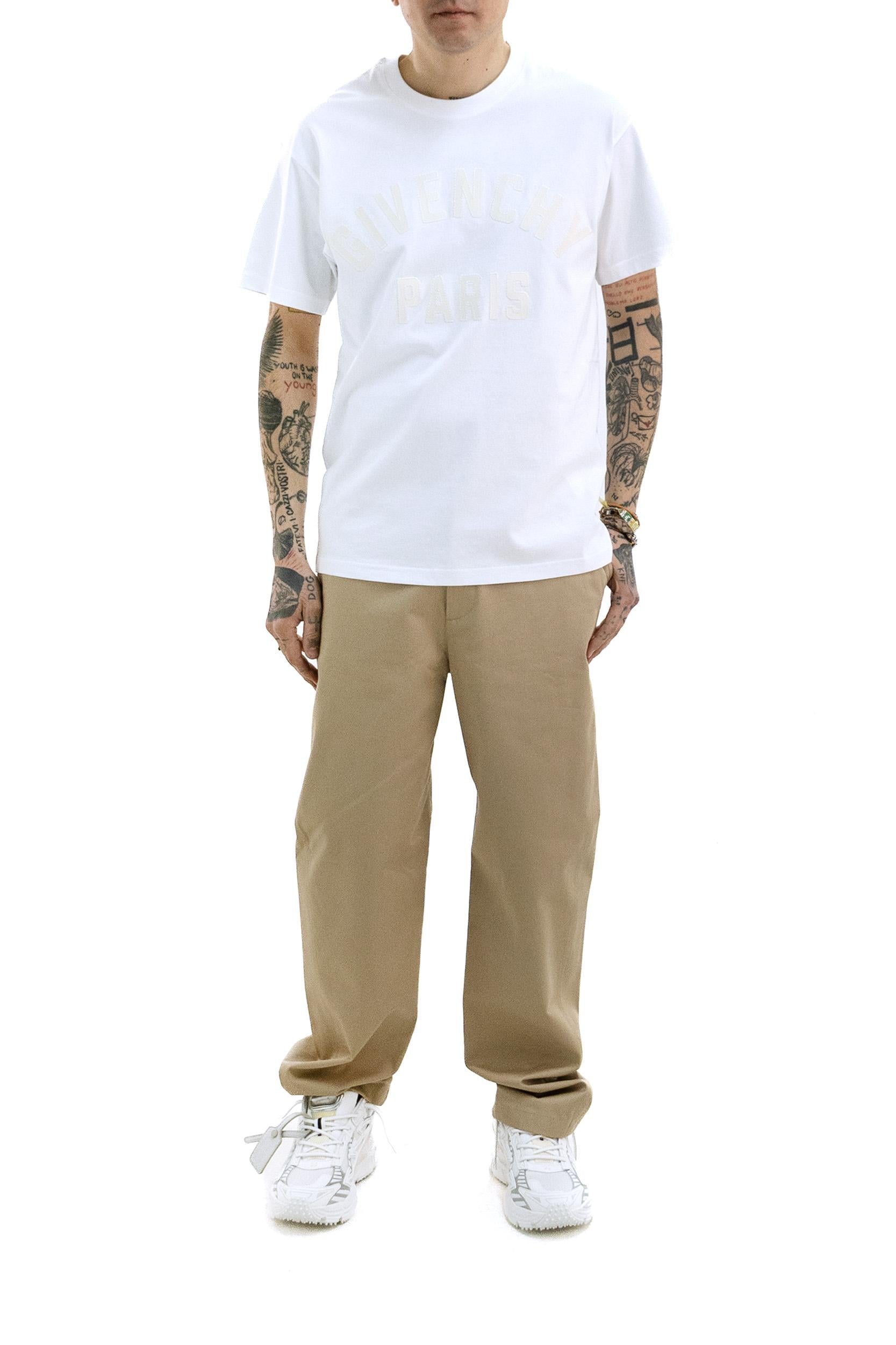 T-shirt in jersey di cotone color bianco<BR/> BM71NK3YRS 100 GIVENCHY 