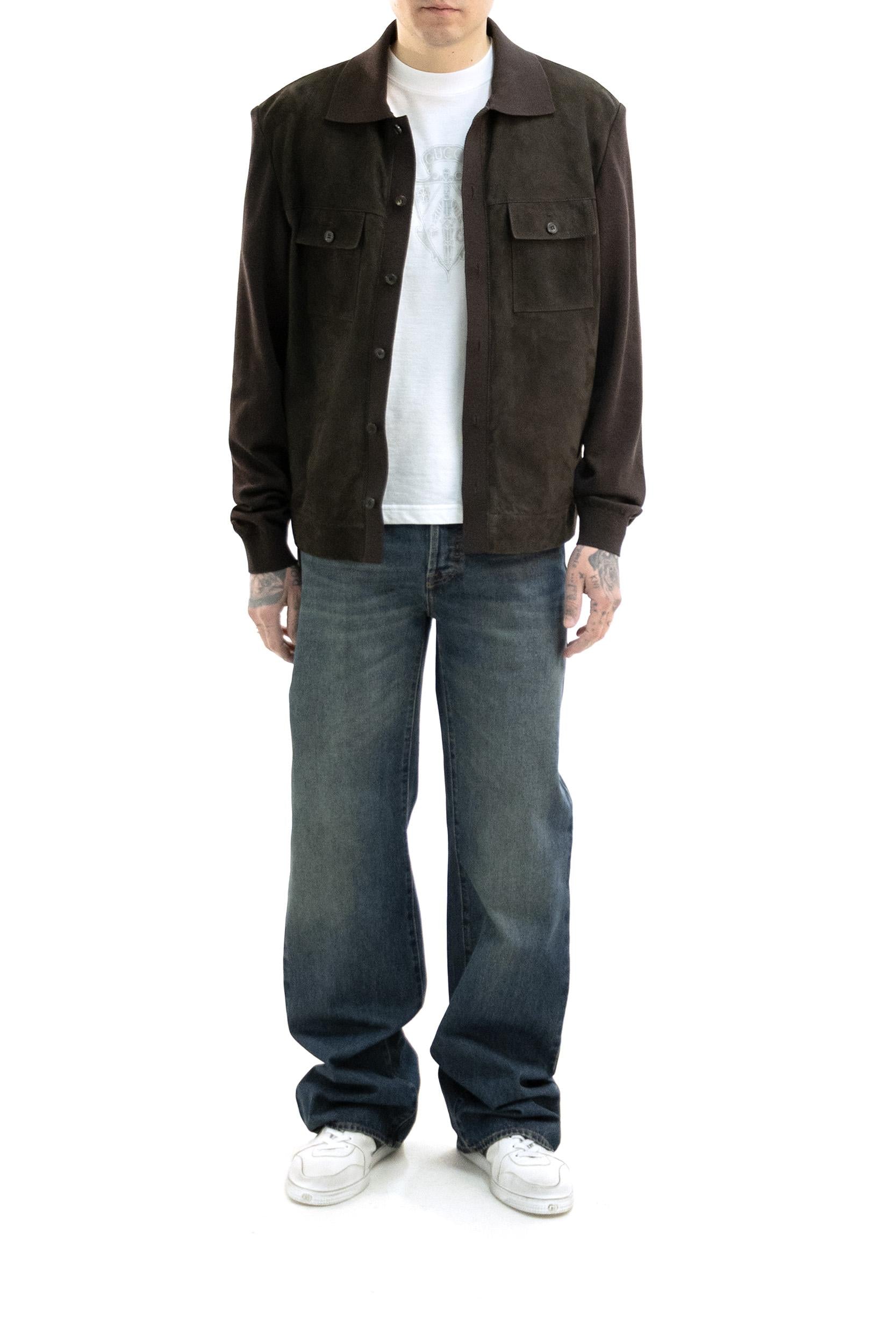Giacca in Pelle Scamosciata e Maglia<BR/> 847806 XNBB6 2130 GUCCI 