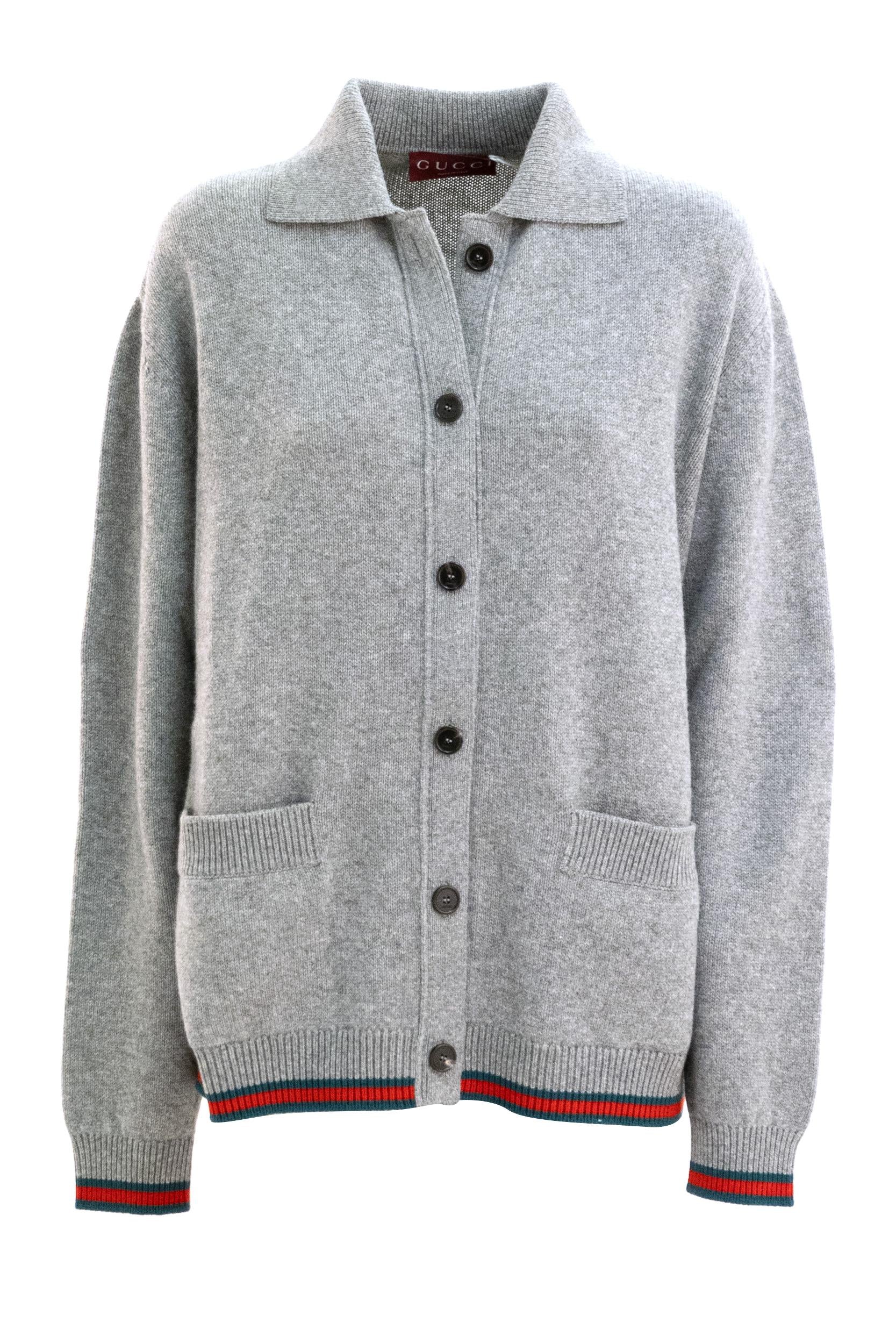 Cardigan in lana e cashmere color grigio<BR/> 848257 XKE92 1084 GUCCI 