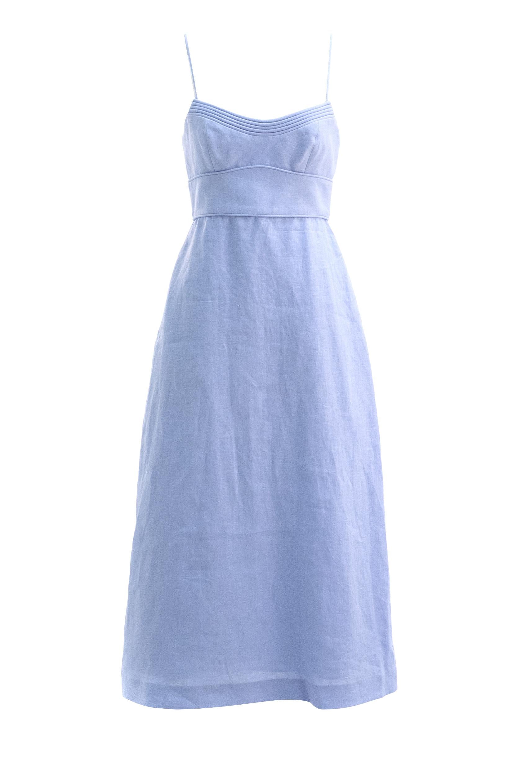 Abito midi Luna in lino di colore azzurro<BR/> 7509DS261 SKY ZIMMERMANN 