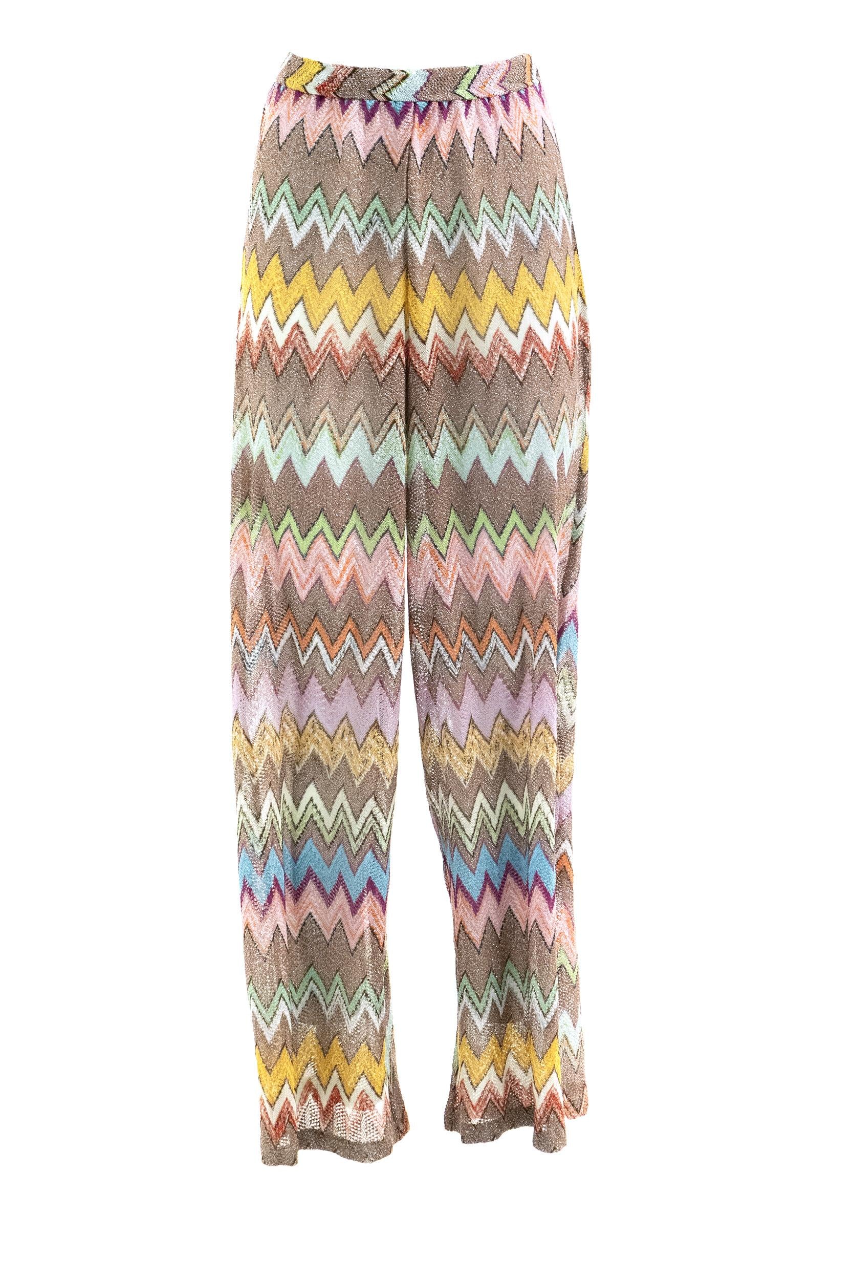 Pantaloni copricostume in viscosa lamé con macro zig multicolore<BR/> MC25SI01-BR014K SM9YK MISSONI 