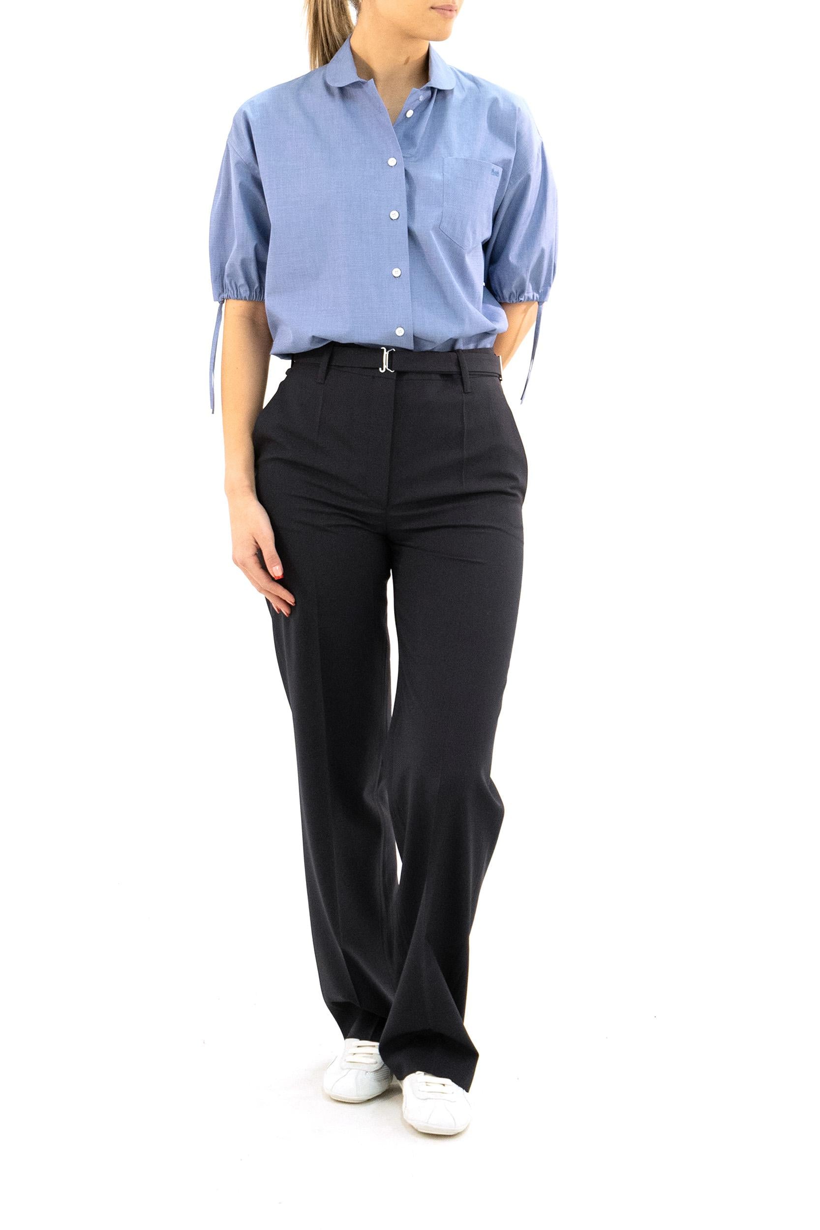 Camicia in cotone di colore azzurro<BR/> P427JR S OOO 15CO F0008 PRADA 