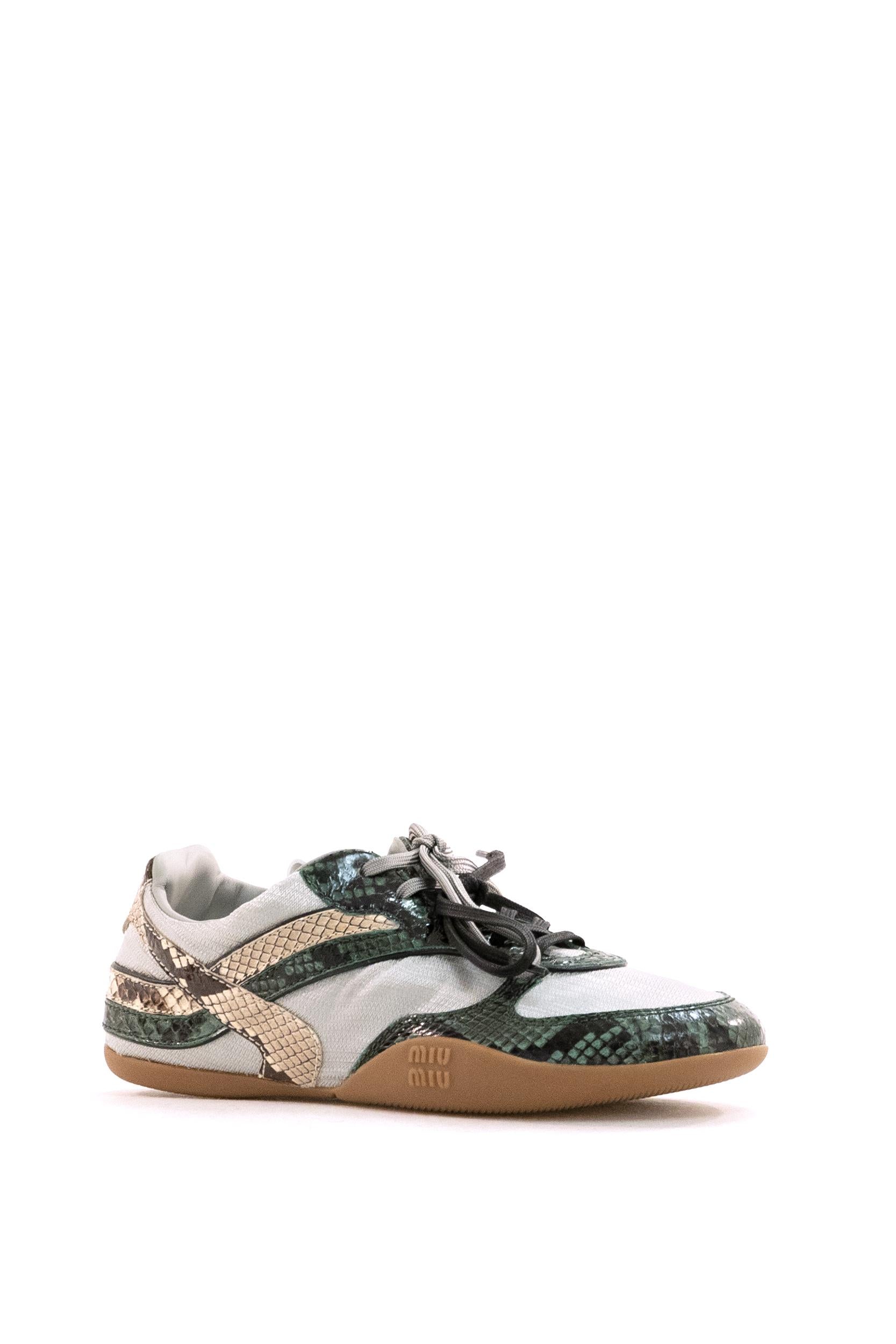 Sneakers Gymnasium in tessuto tecnico e Ayers stampa pitone<BR/> 5E428E F B005 3ZL4 F04UJ MIU MIU 