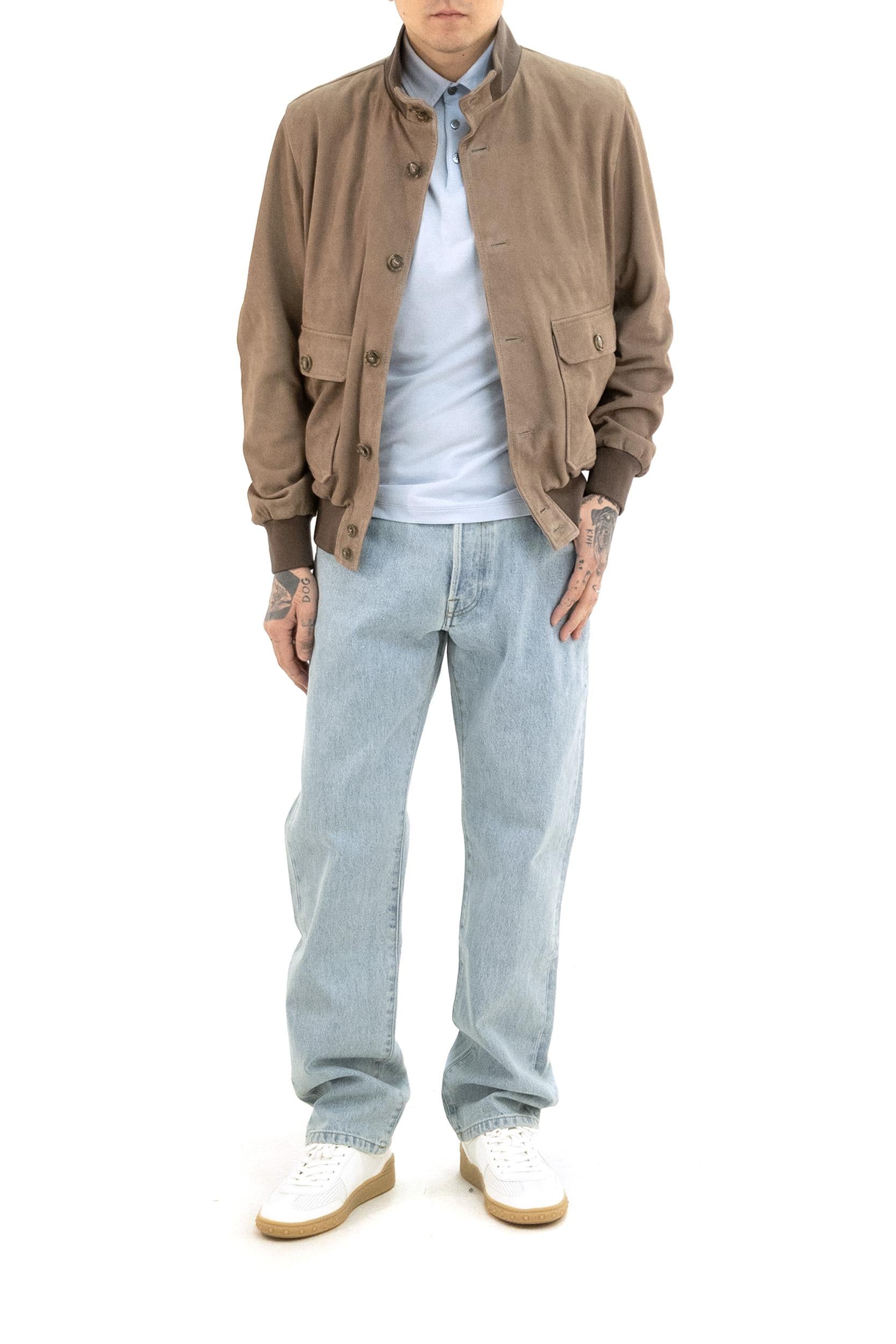 Bomber in suede di coloremarrone<BR/> 53200 4405 0025 BARBA 