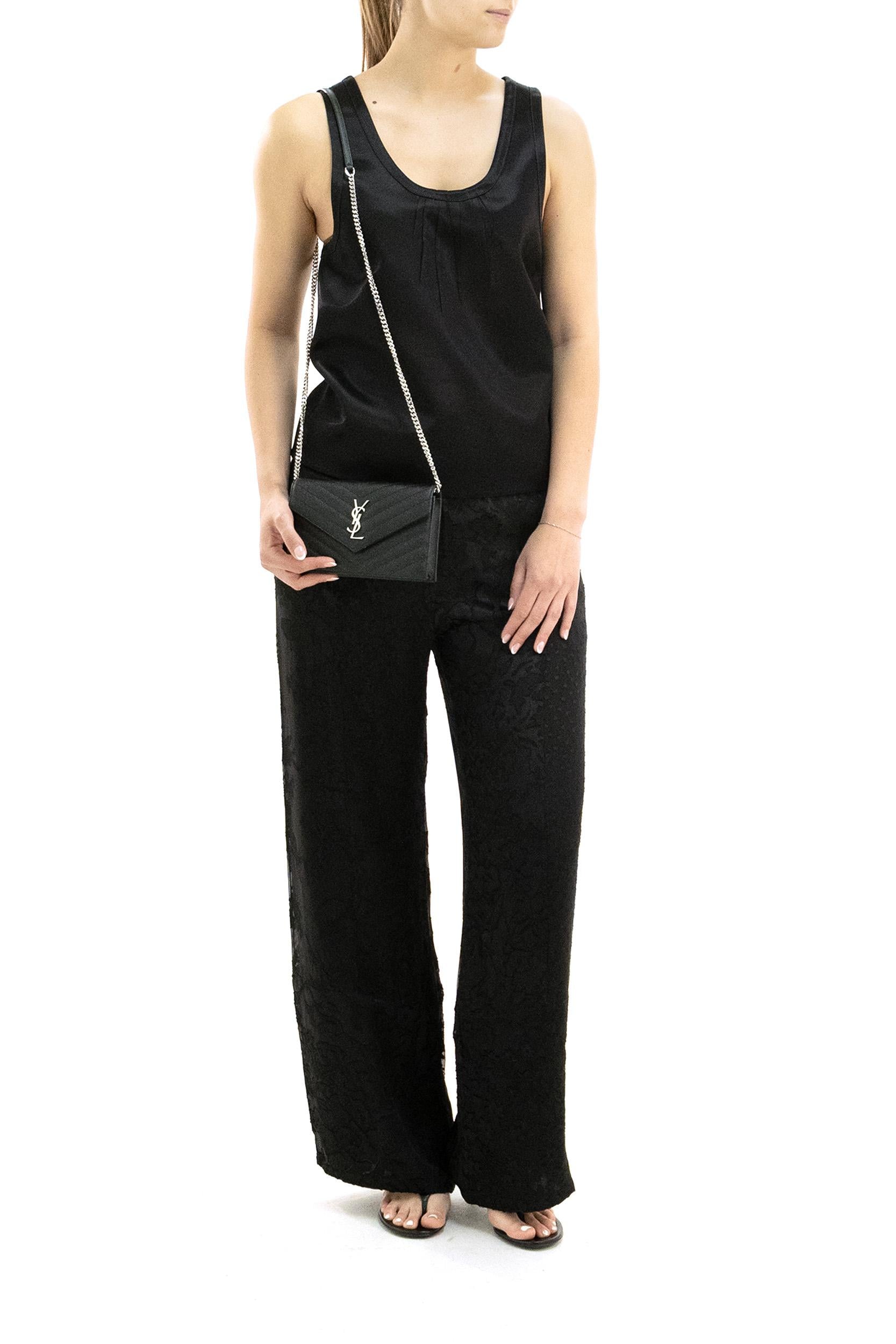 Abito in jersey di cotone a coste di colore nero<BR/> 868288 Y37EC 1000 SAINT LAURENT 