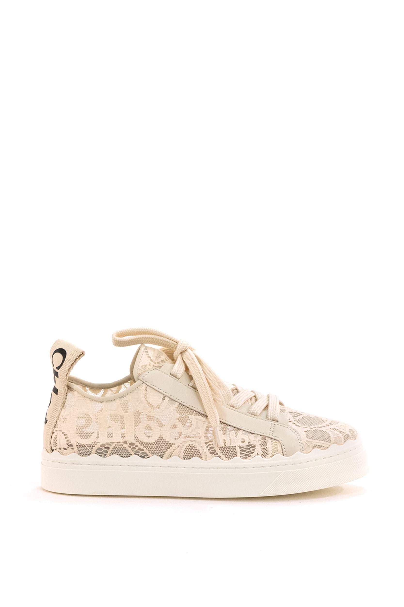 Sneakers low-top in pizzo color beige C19U108D2 6J1 CHLOE' 