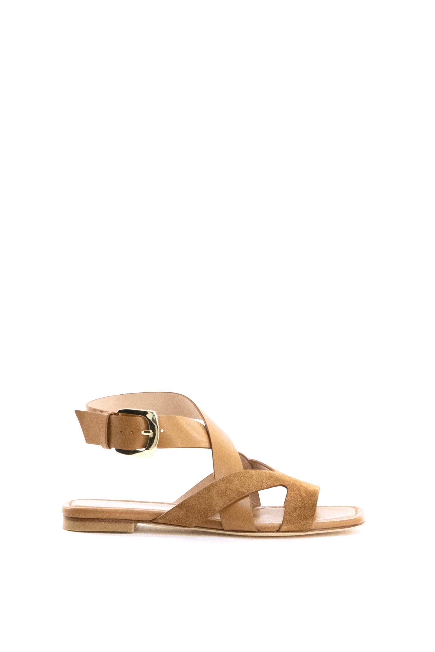Sandali Sai in pelle e suede di colore marrone<BR/> SAI SANDAL SMOOTHCALF MACCHIATO STUART WEITZMAN 
