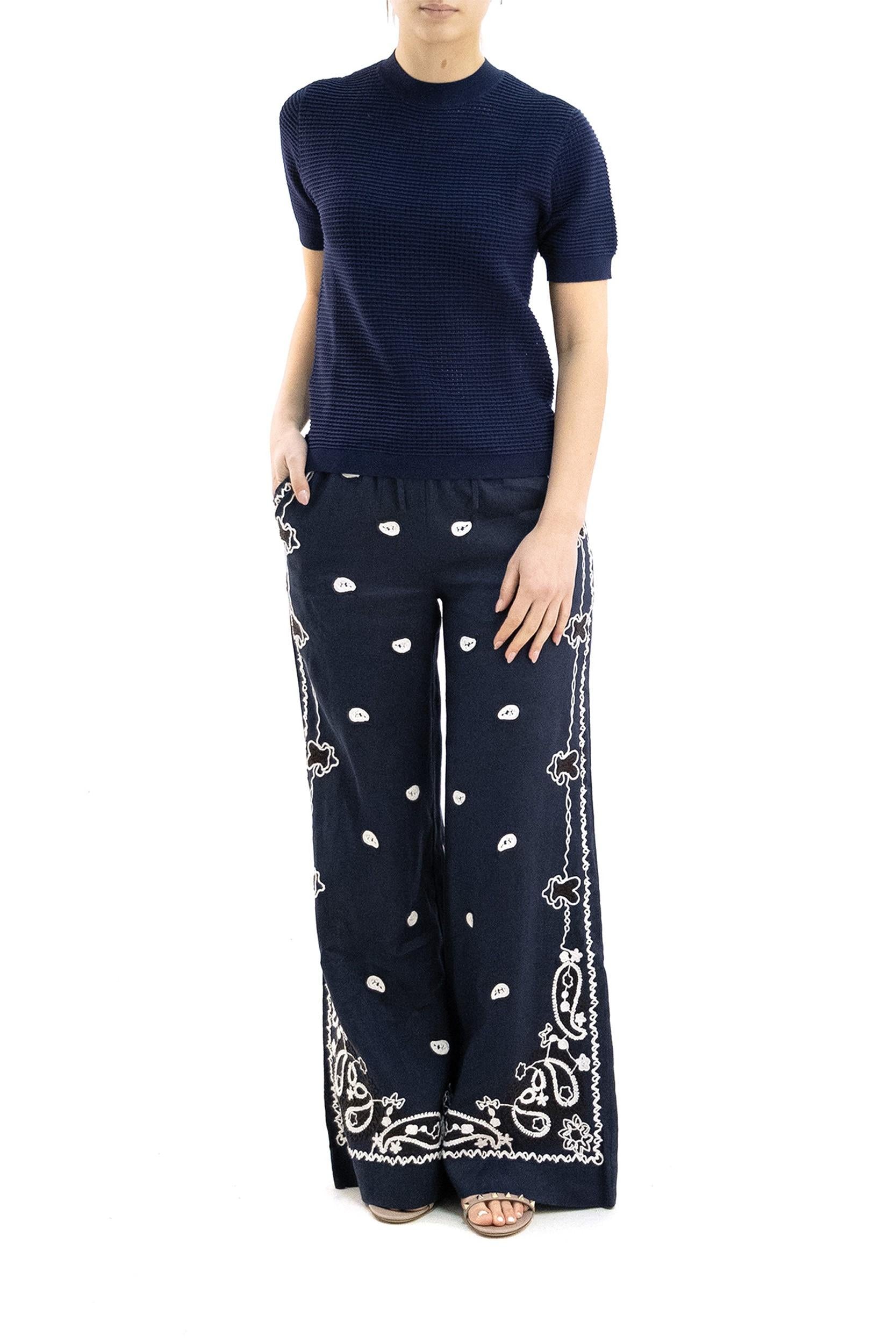 T-shirt a nido d'ape di colore blu<BR/> RENFIELD-D540939 012 P.A.R.O.S.H. 