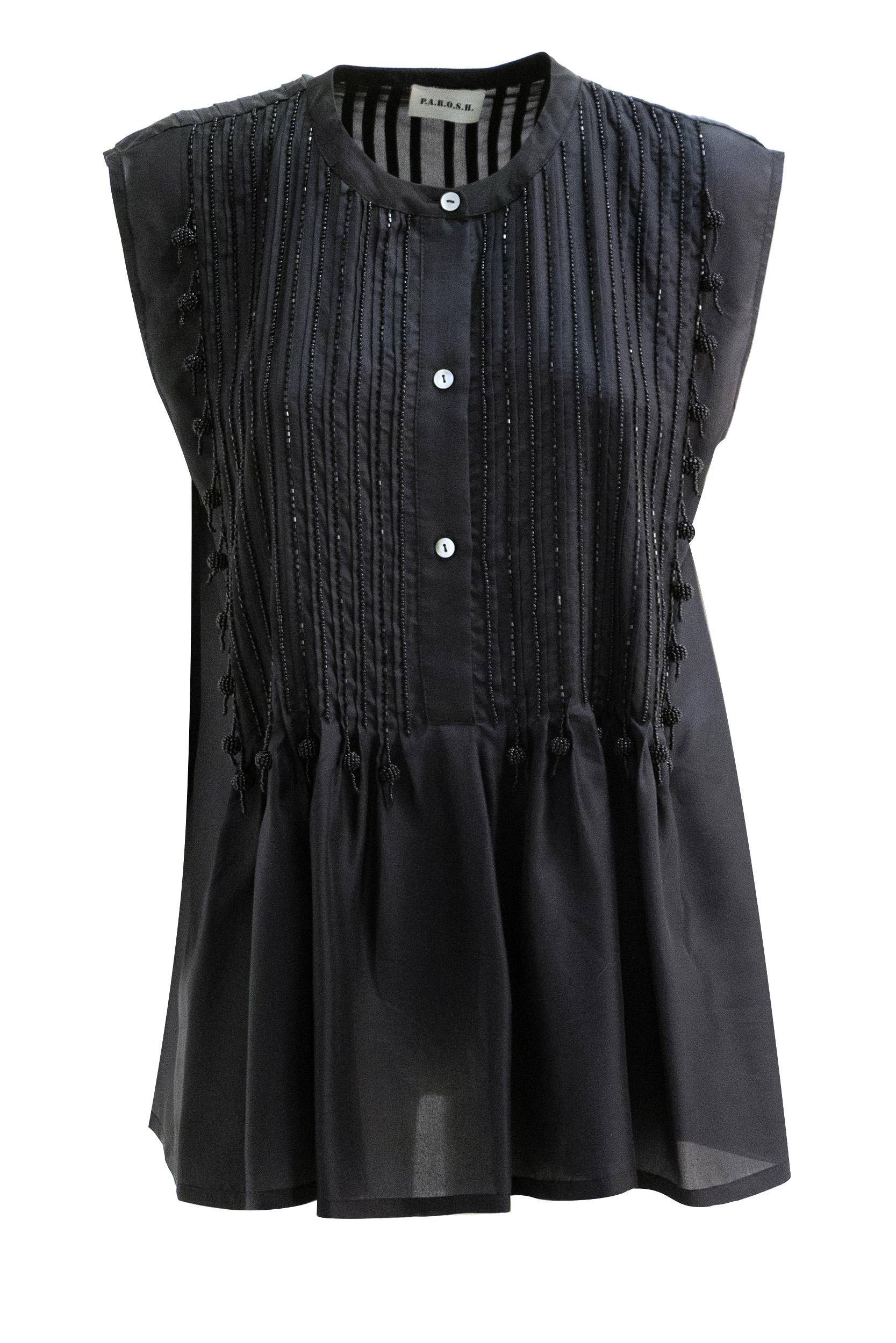 Blusa in seta di colore nero<BR/> SADIO-D311733 013 P.A.R.O.S.H. 