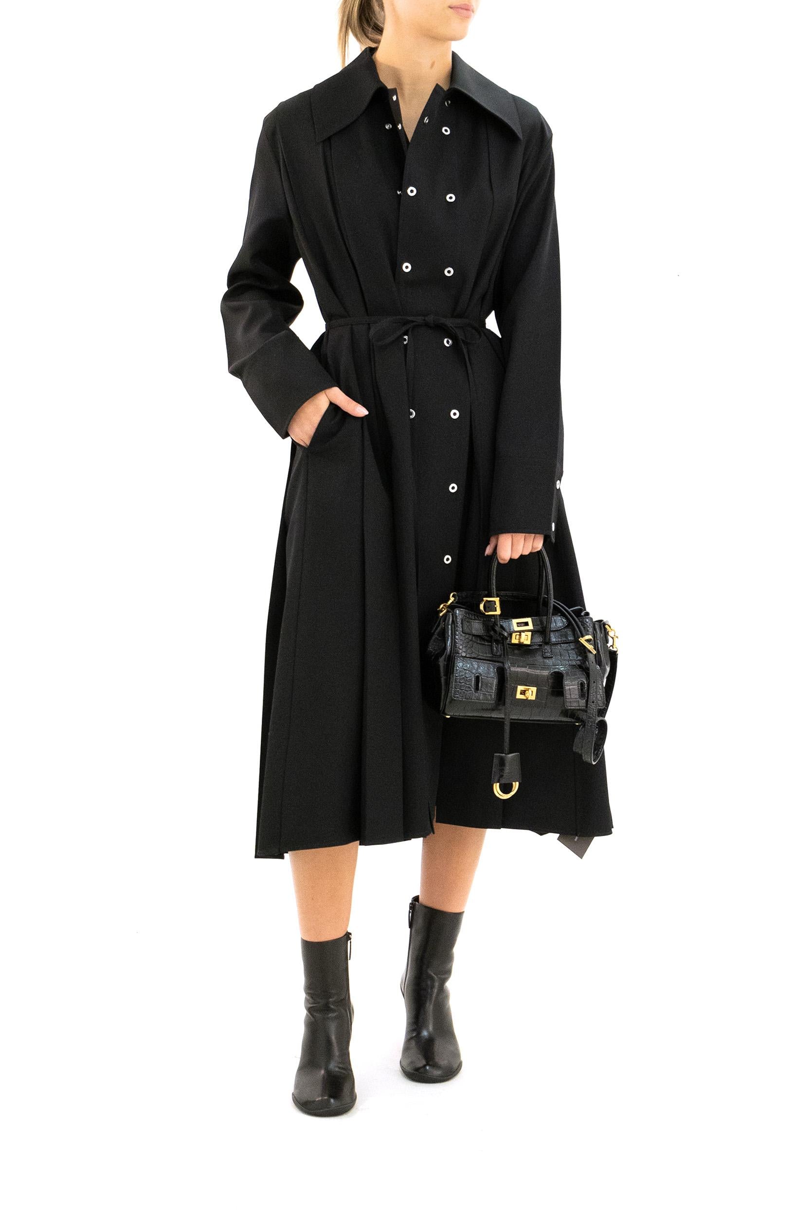 Abito lungo in gabardine di lana di colore nero<BR/> J03CT0566 J40002 001 JIL SANDER 