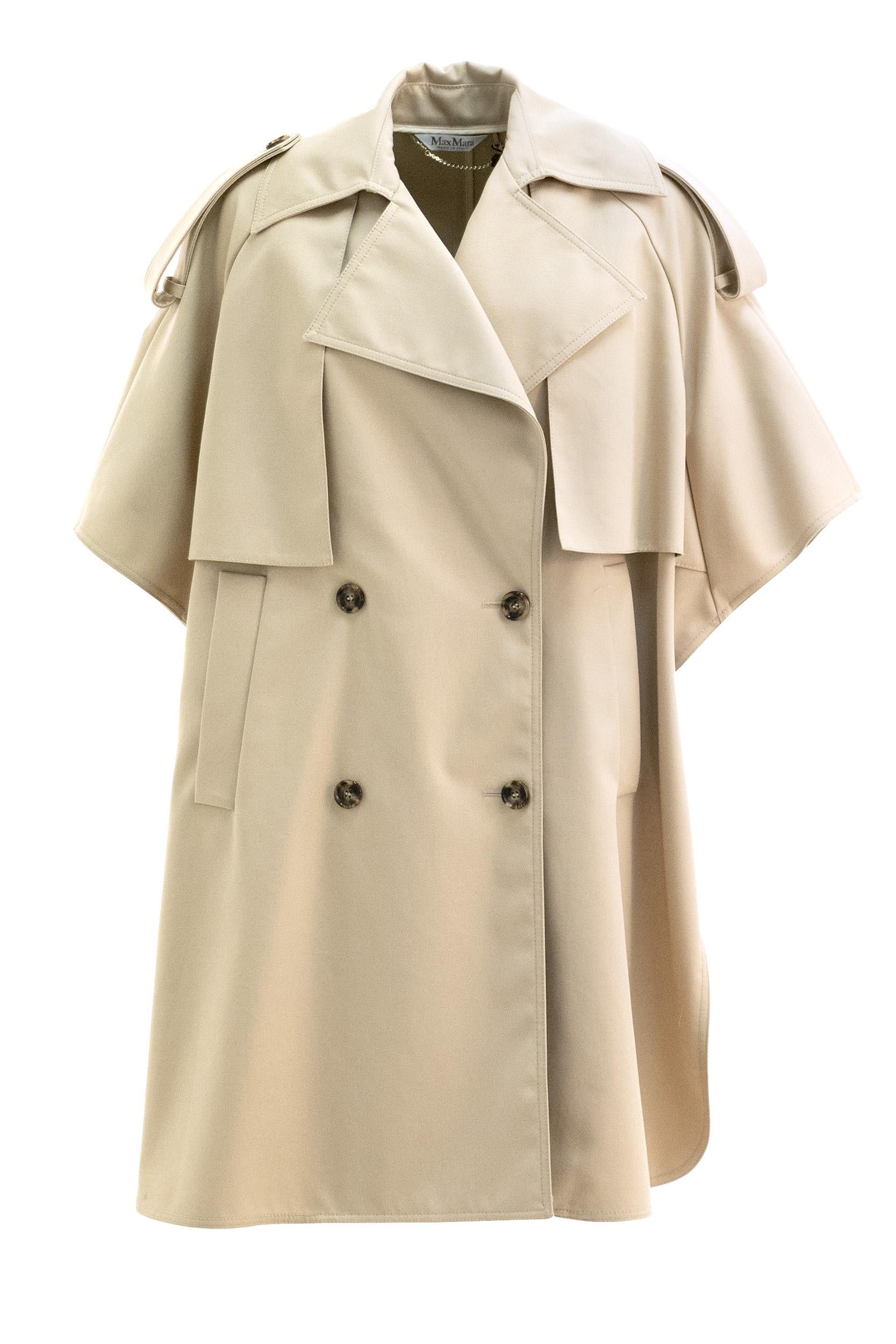 Mantella in gabardina di colore beige<BR/> MXAZEUS 001 MAX MARA 