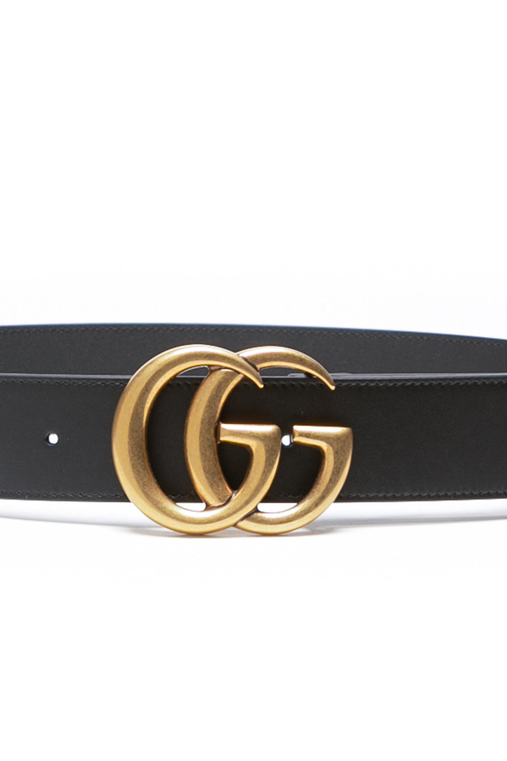 Cintura GG Marmont in pelle di colore nero<BR/> 400593 AP00T 1000 GUCCI 