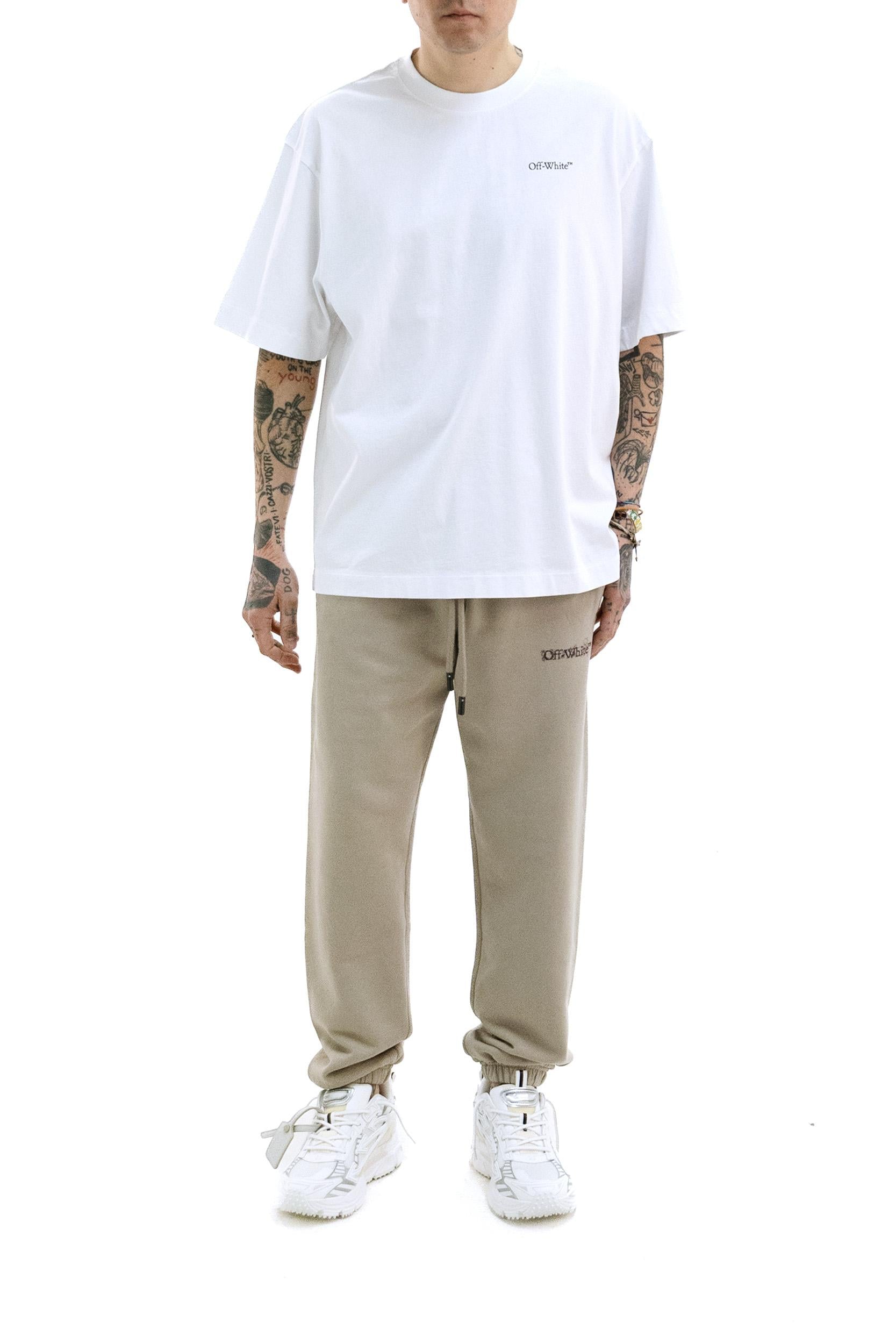 T-shirt in cotone di colore bianco<BR/> 44MAA120S26J008100 WHITE OFF WHITE 