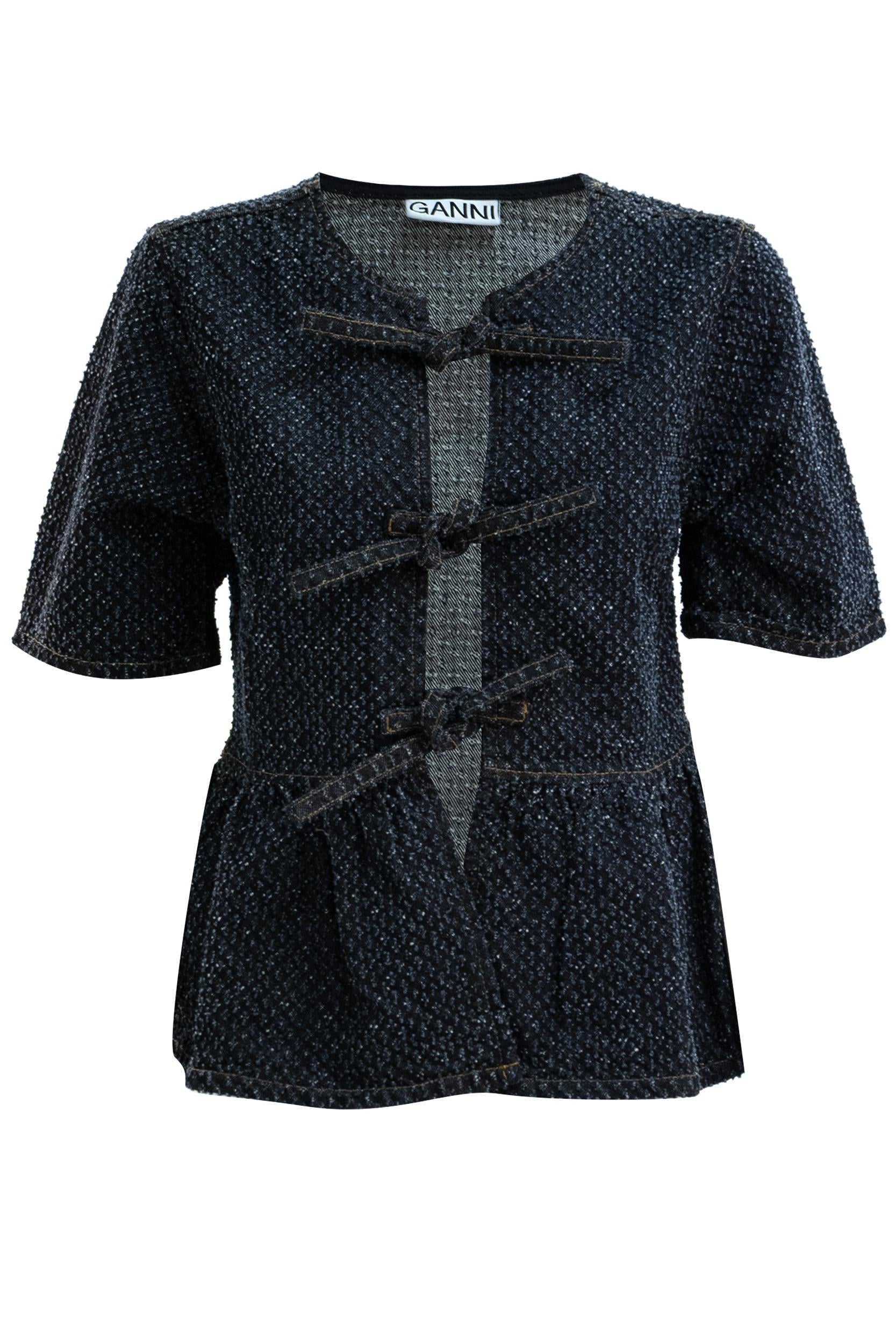 Blusa in denim di cotone di colore blu<BR/> A1040088 077 GANNI 