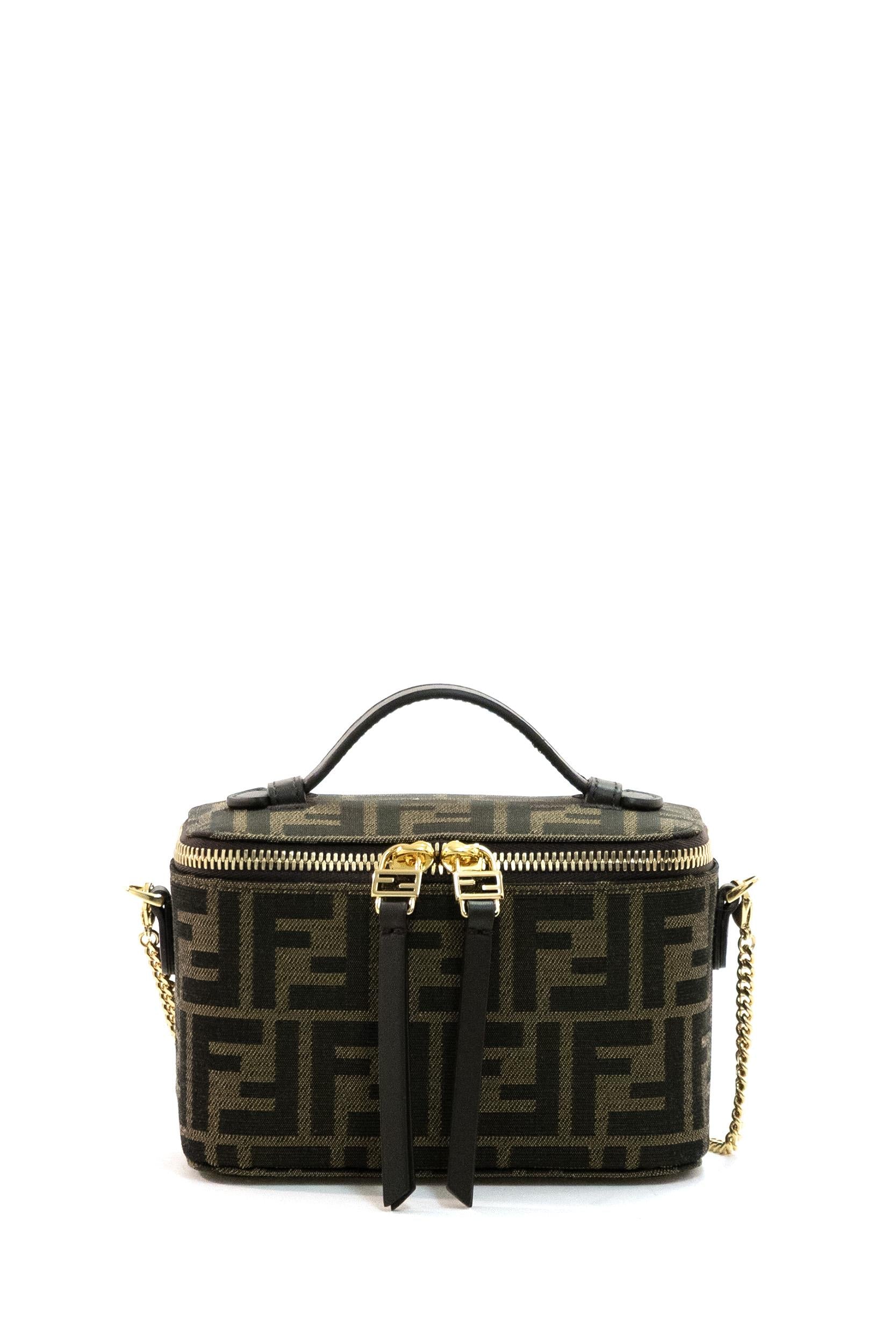 Borsa Fendi Vanity in tessuto FF jacquard color marrone<BR/> 8BS108 AFPM F1GL7 FENDI 