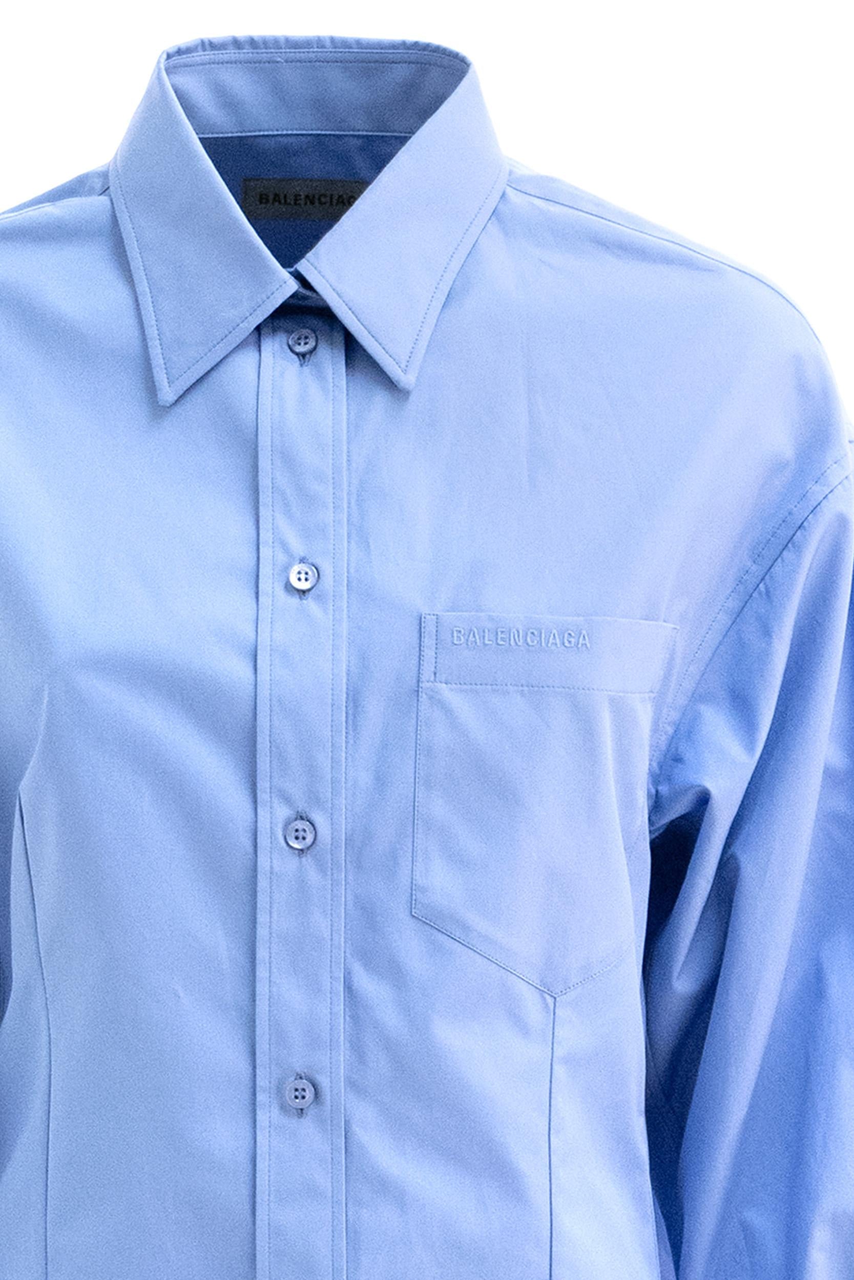 Camicia in cotone di colore azzurro<BR/> 872318 TUM20 4200 BALENCIAGA 