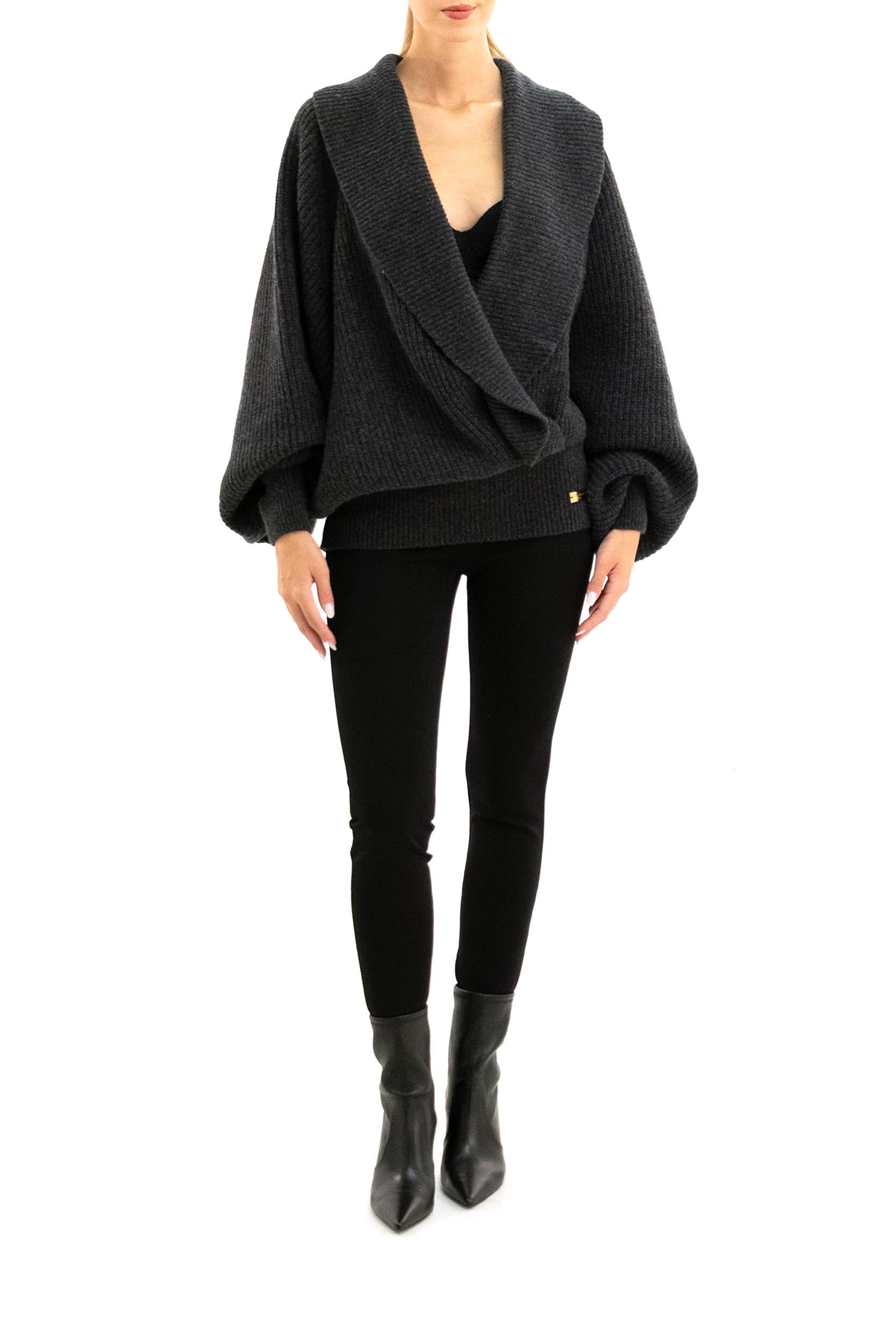 BALMAIN Pullover di lana grigio<BR/> FF0KJ050KJ22 9DH BALMAIN 