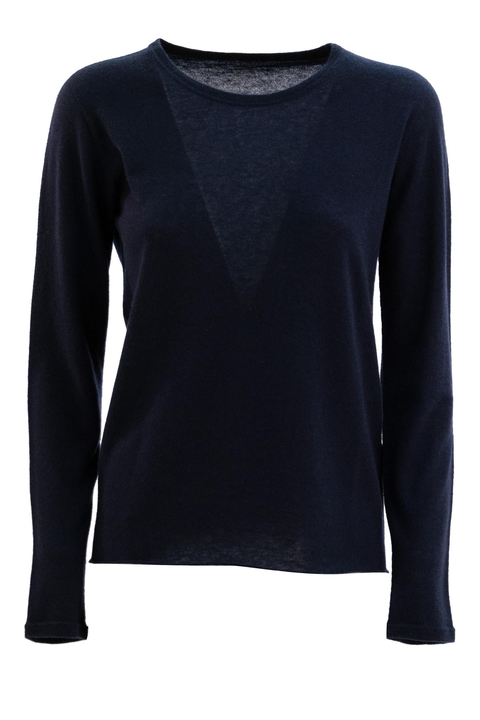 Pullover in cashmere di colore blu<BR/> H25M251-FPU364 003 MAJESTIC 
