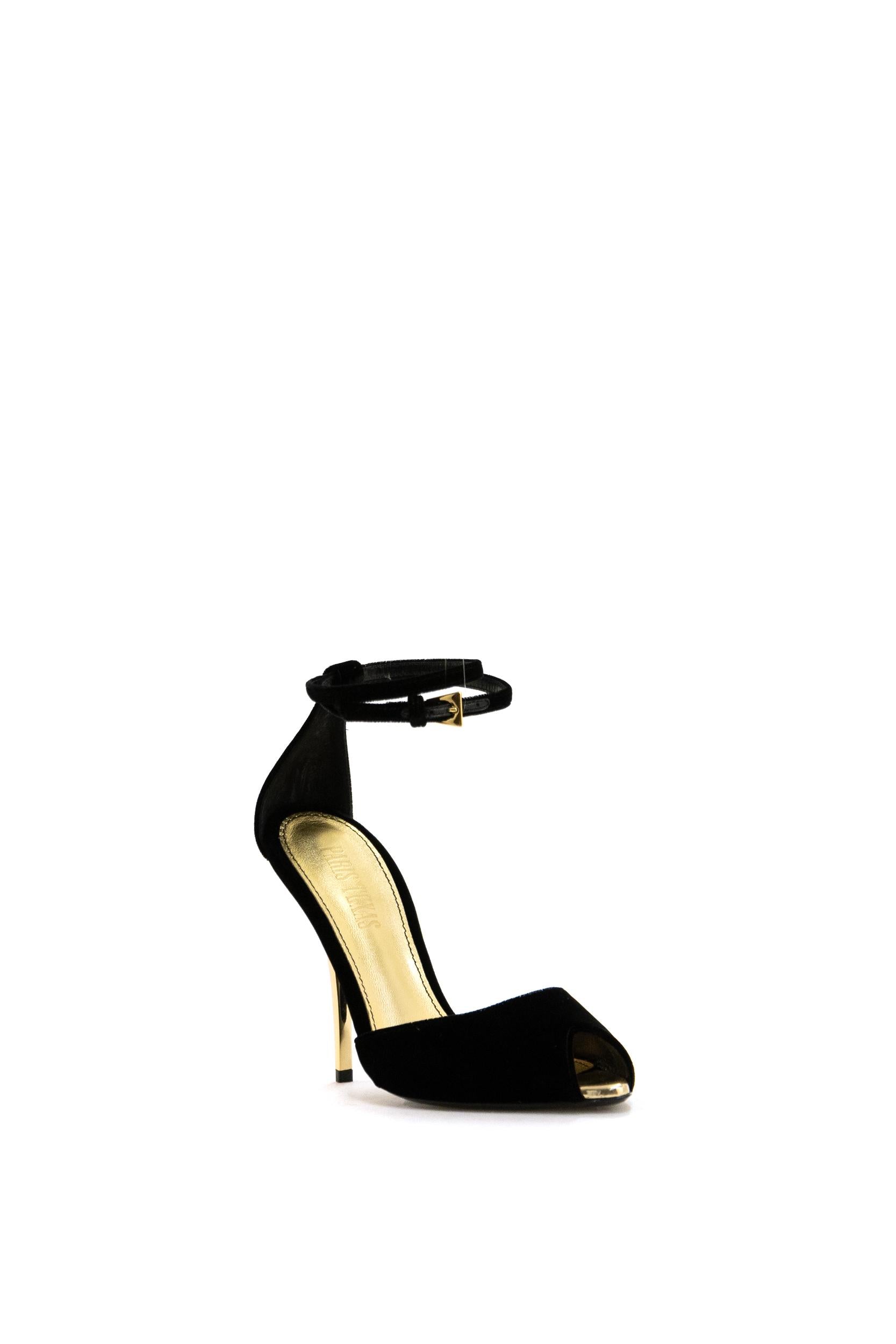 Sandali Jessica in velluto di colore nero<BR/> PX1755 XVLVG PARIS TEXAS 