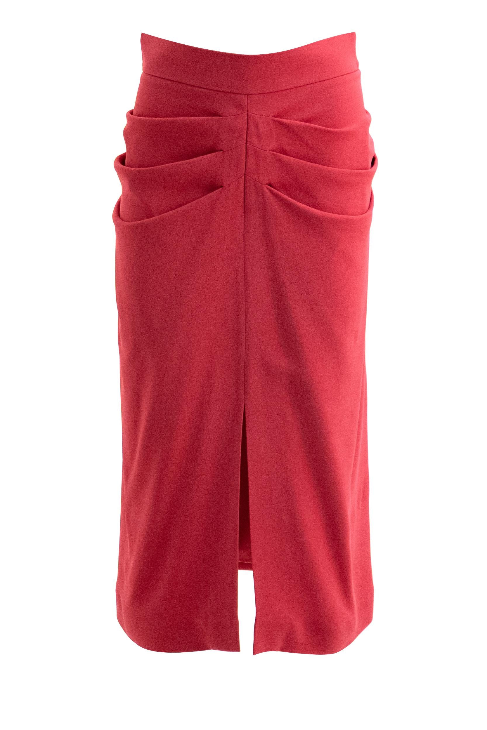 Gonna in Cady color rosso ciliegia<BR/> 8B0RAEY6A8F D0Z VALENTINO GARAVANI 