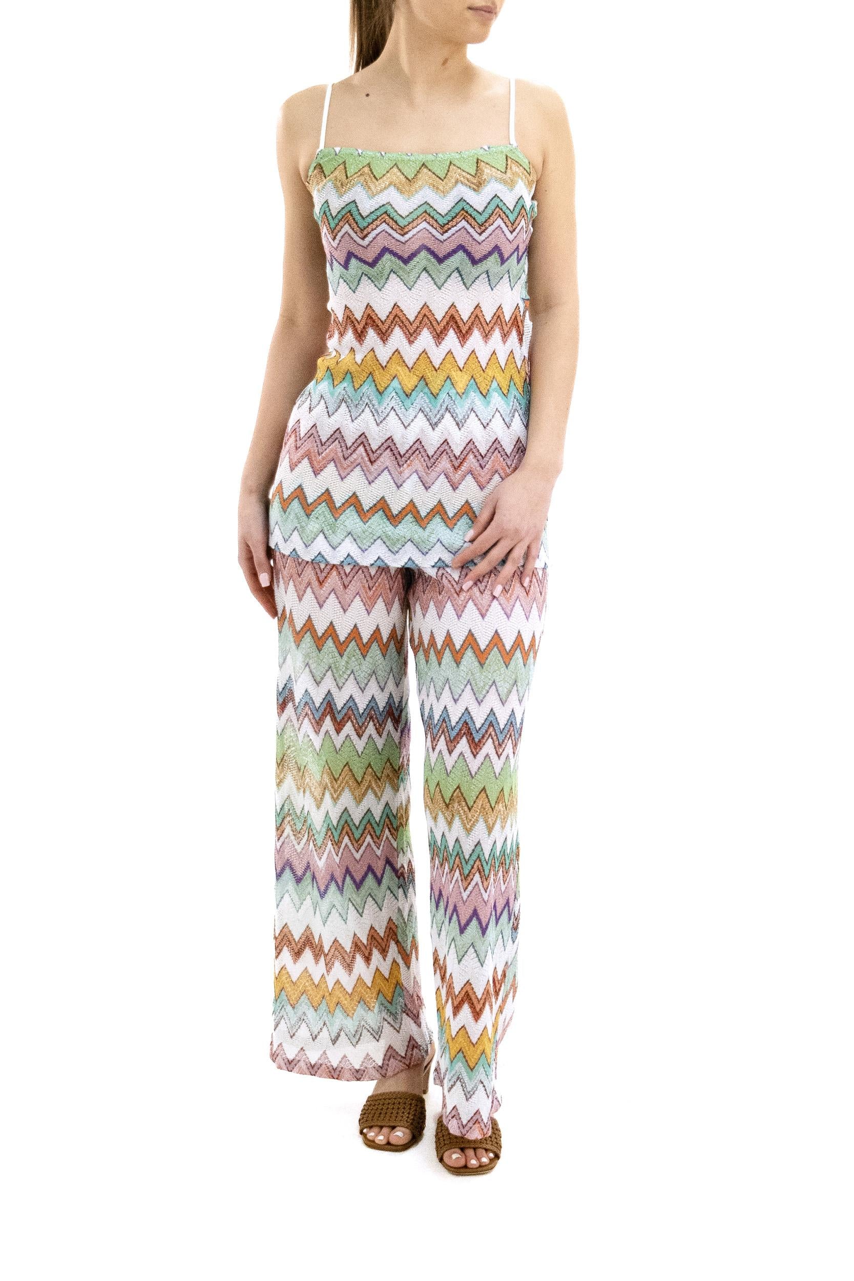 Pantaloni copricostume in viscosa lamé con macro zig multicolore<BR/> MC25SI01-BR014K SM9X5 MISSONI 