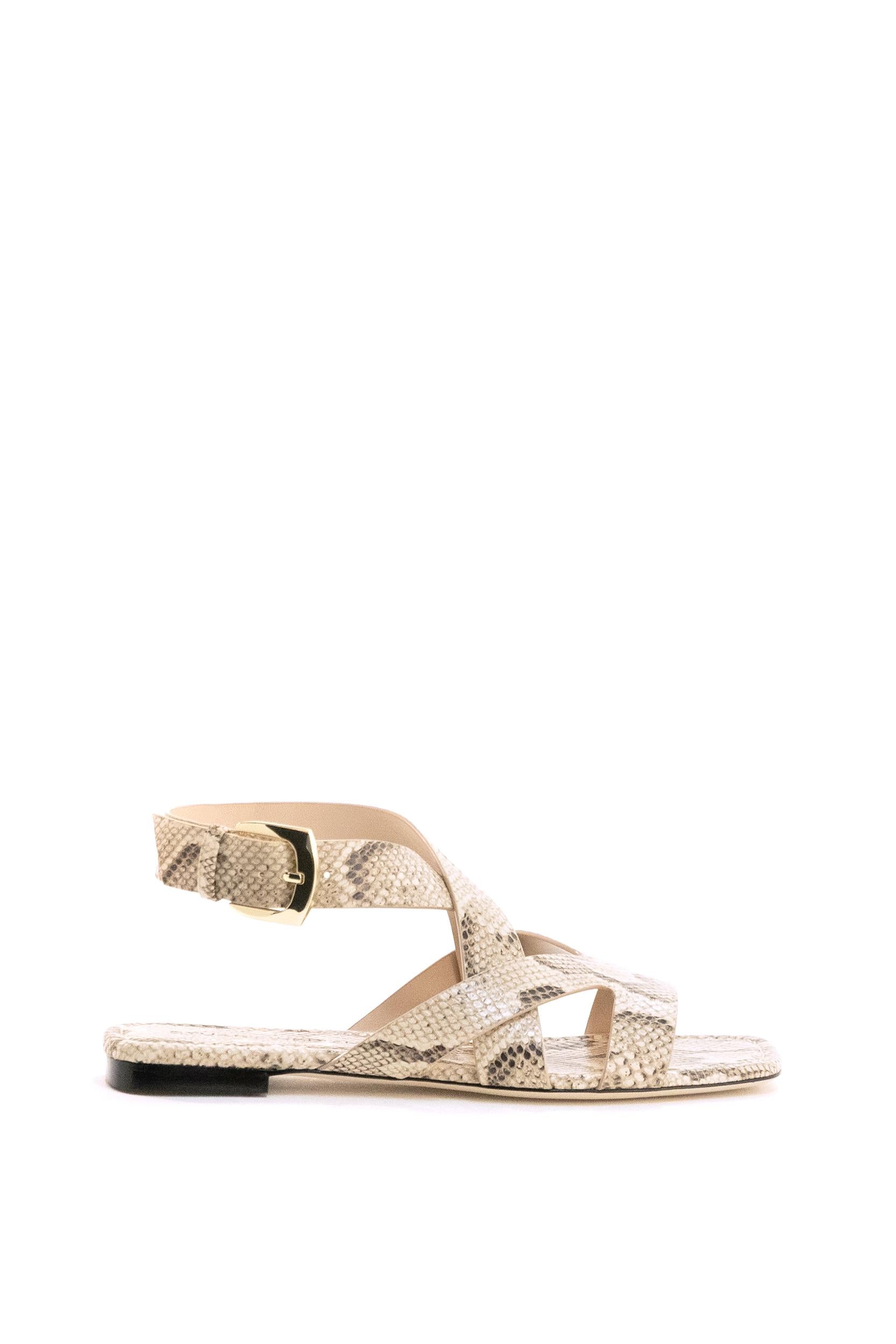 Sandali Sai in pelle stampa rettile color naturale<BR/> SAI SANDAL ADOBE STUART WEITZMAN 
