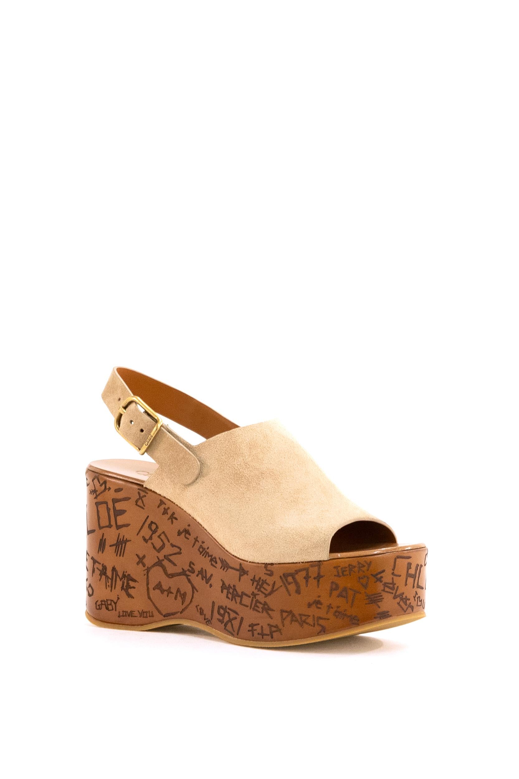 Sandali Maxime in suede color tortora <BR/> 25A10GRY 751 CHLOE' 
